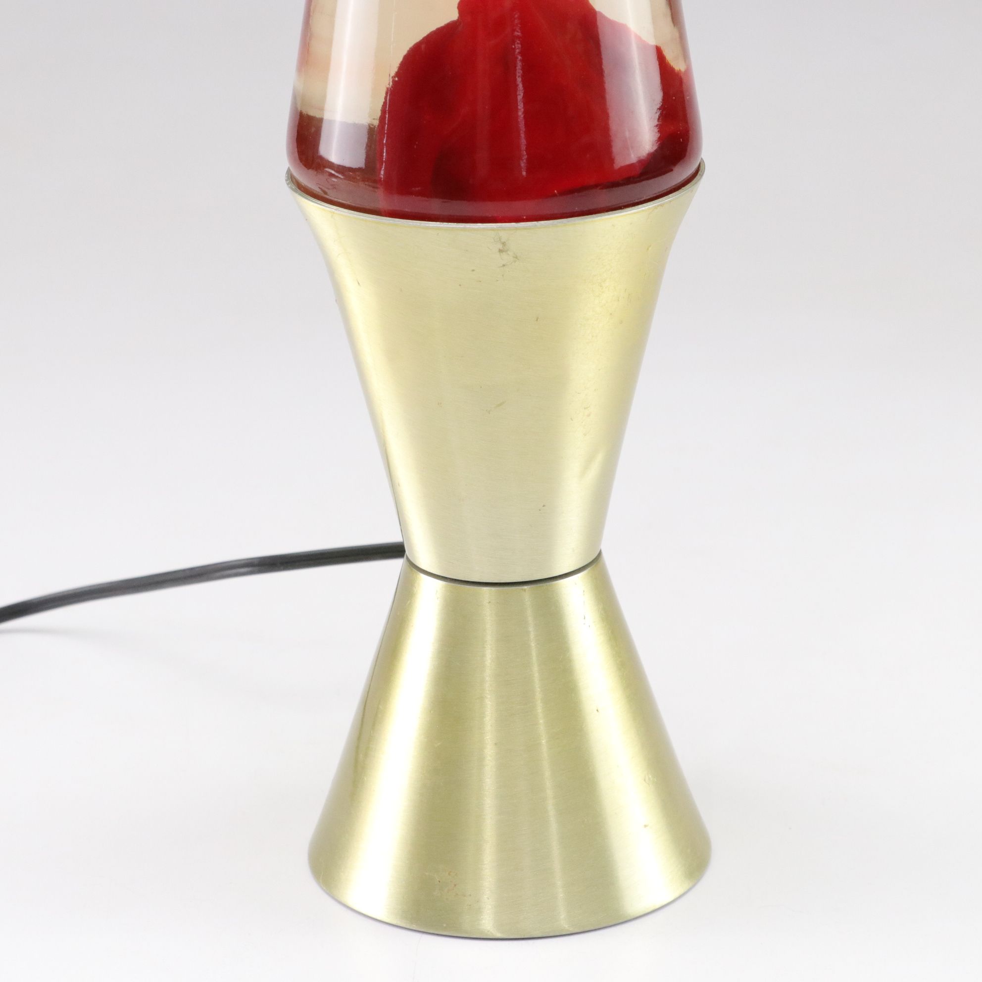 Red Lava Lamp with Gold Tone Base, Mid to Late 20th C.