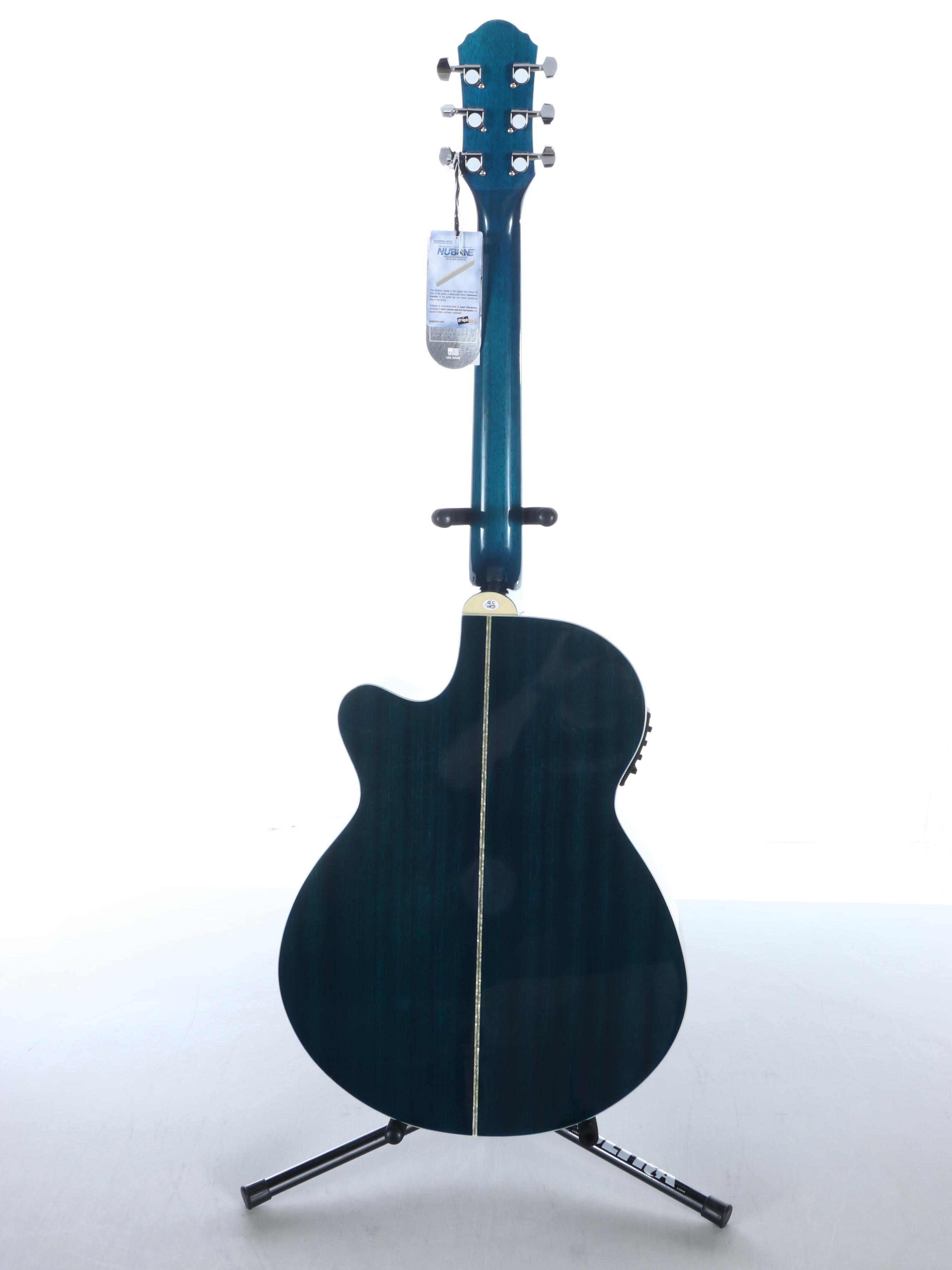 Oscar Schmidt by Washburn Flame Trans Blue Electric Acoustic Guitar