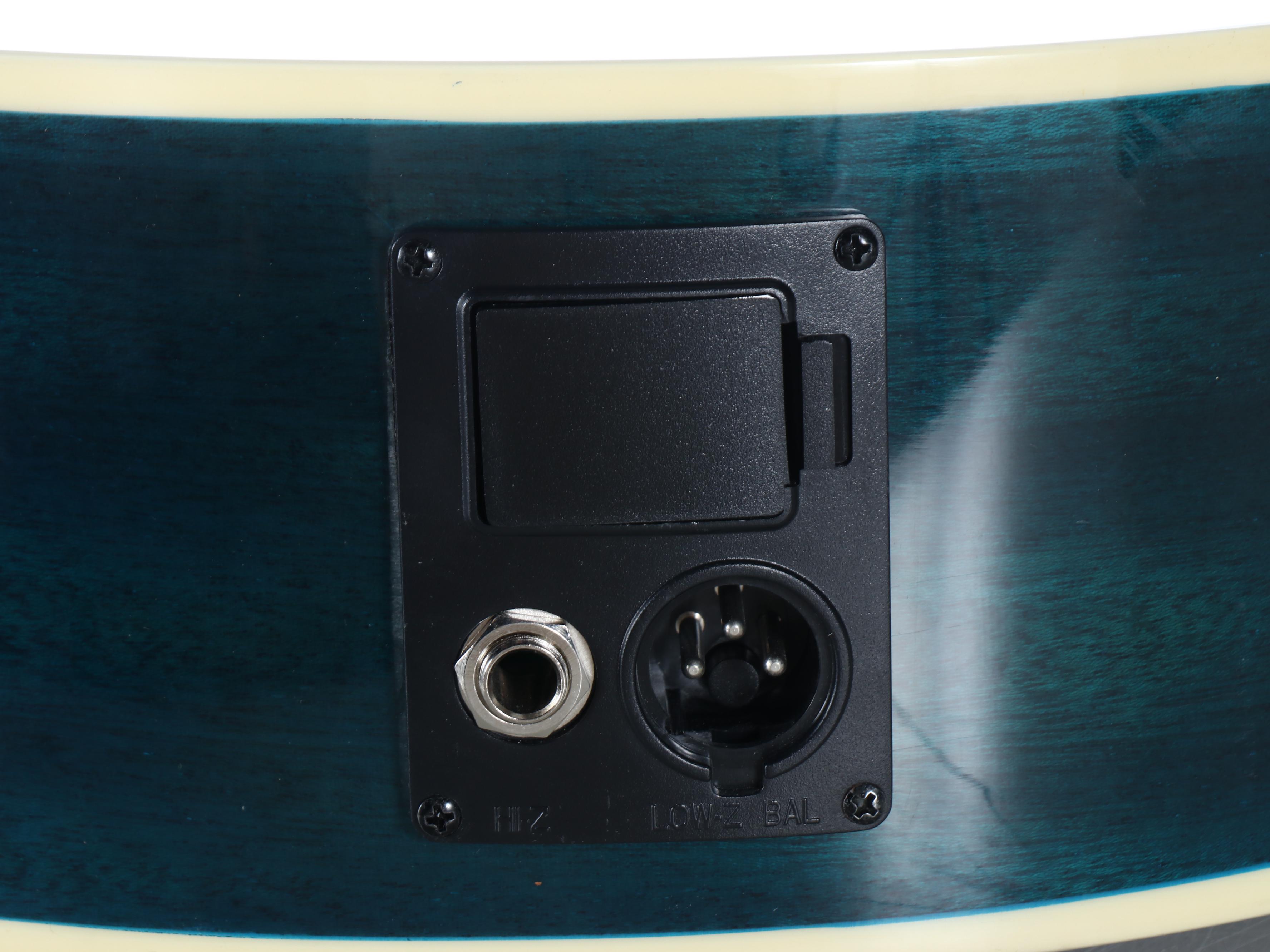 Oscar Schmidt by Washburn Flame Trans Blue Electric Acoustic Guitar