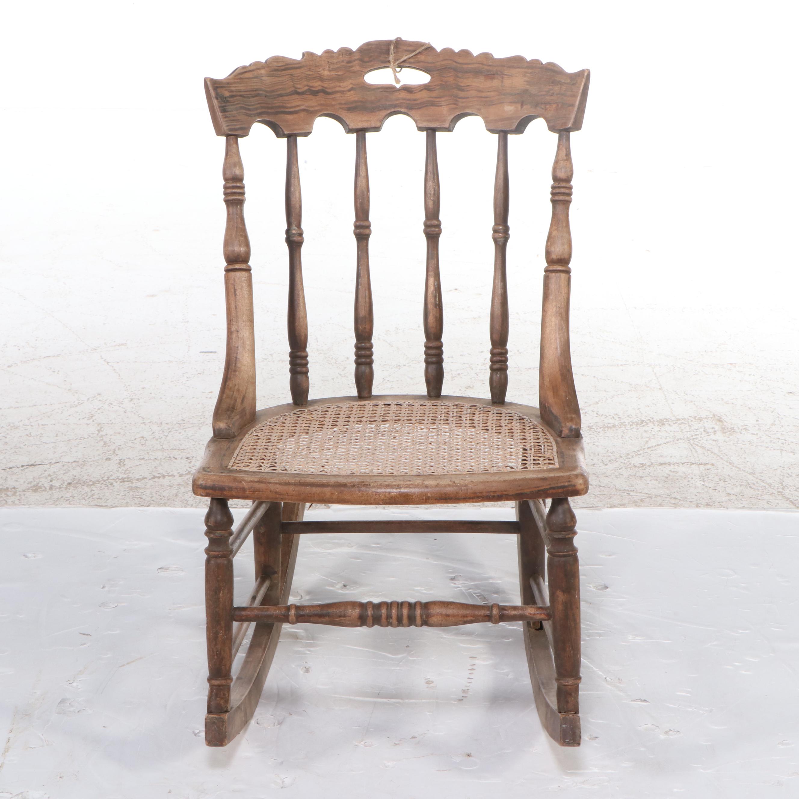 Rocking Chair With Woven Cane Seat