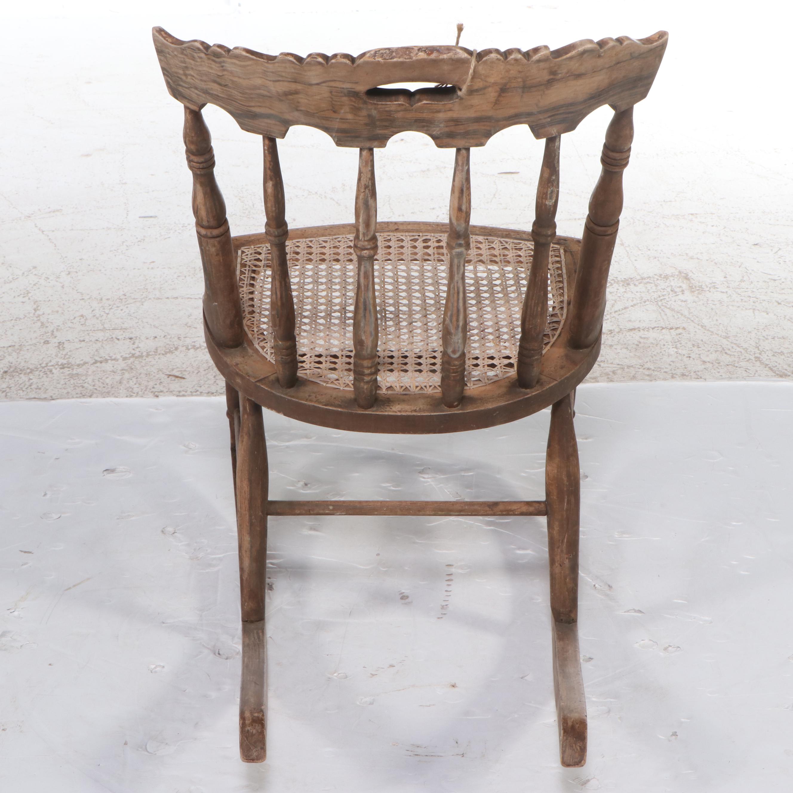 Rocking Chair With Woven Cane Seat