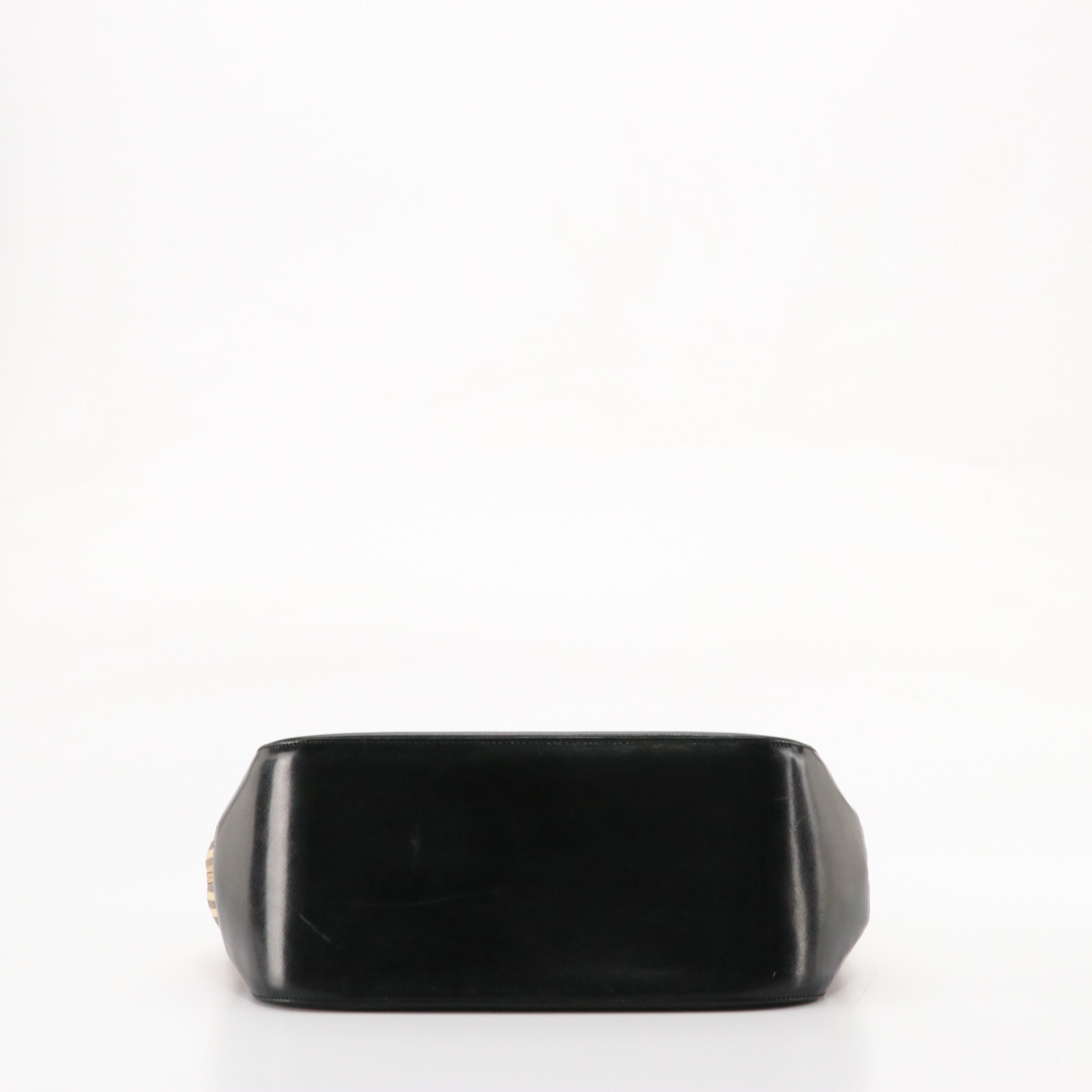 Burberrys Shoulder Bag in Haymarket Check Canvas and Black Leather Trim