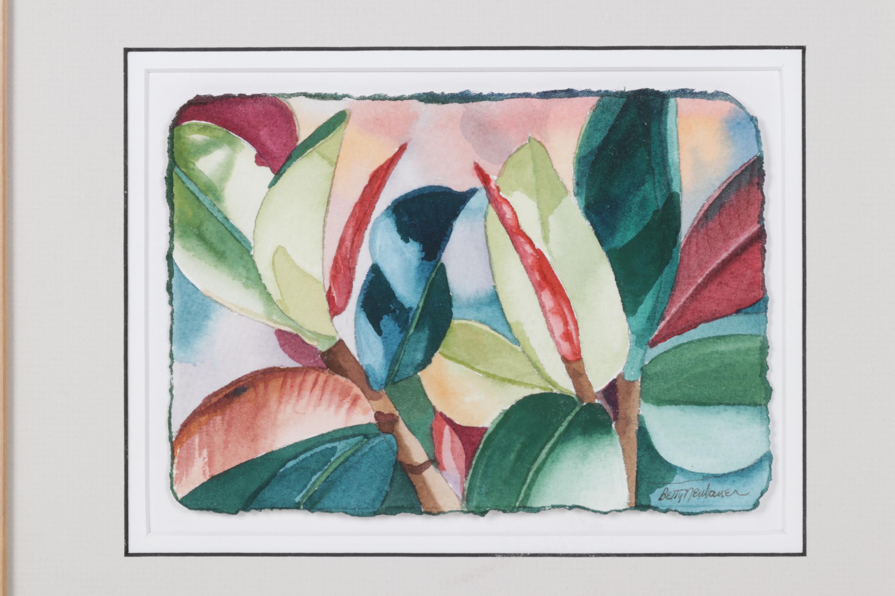 Betty Neubauer Botanical Watercolor Painting, Late 20th Century