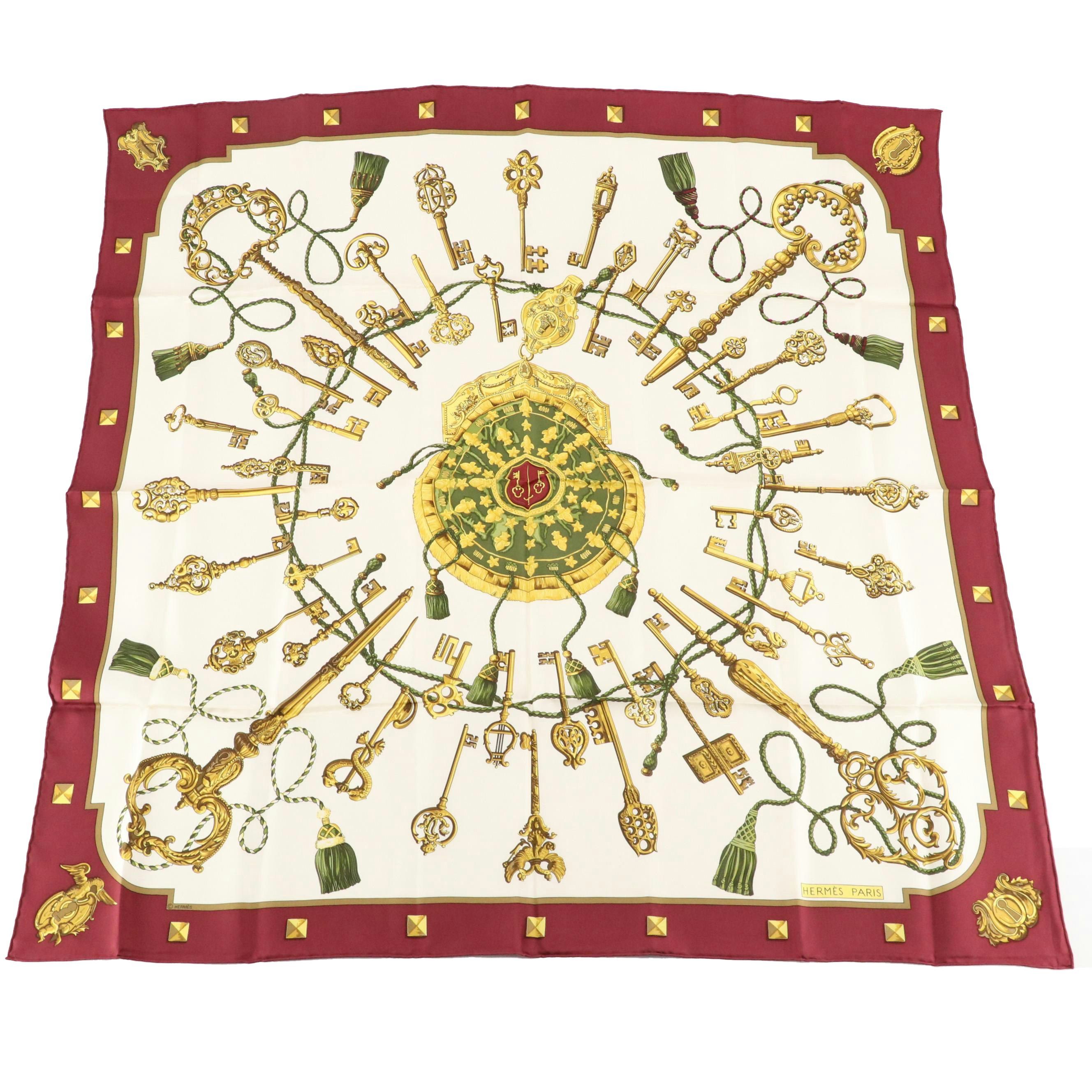 Hermès "Les Clés" Scarf 90 in Silk Jacquard
