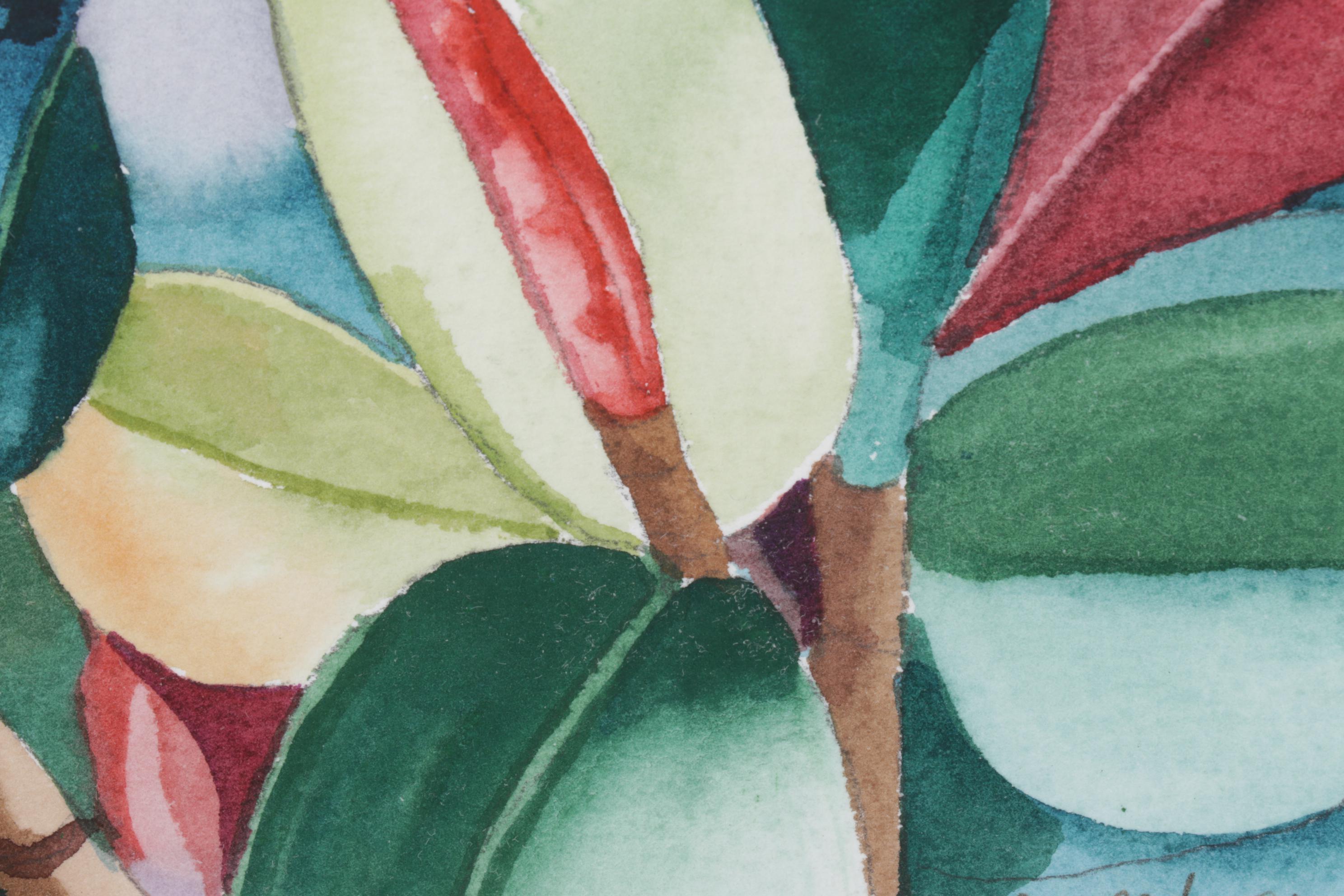 Betty Neubauer Botanical Watercolor Painting, Late 20th Century