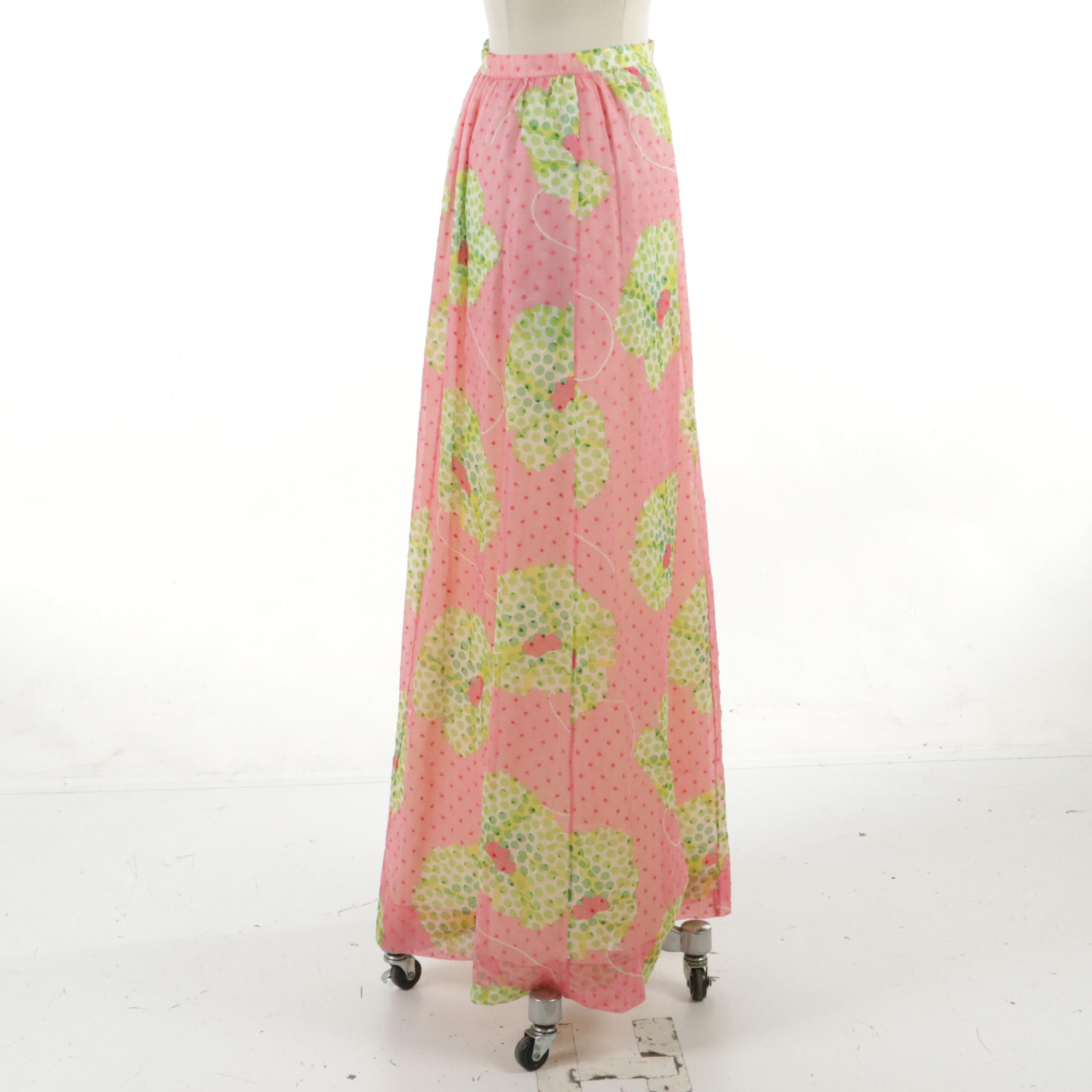 Miss Dior for Holt Renfrew Maxi Skirt in Dotted Cotton Organdie, Early 1970s