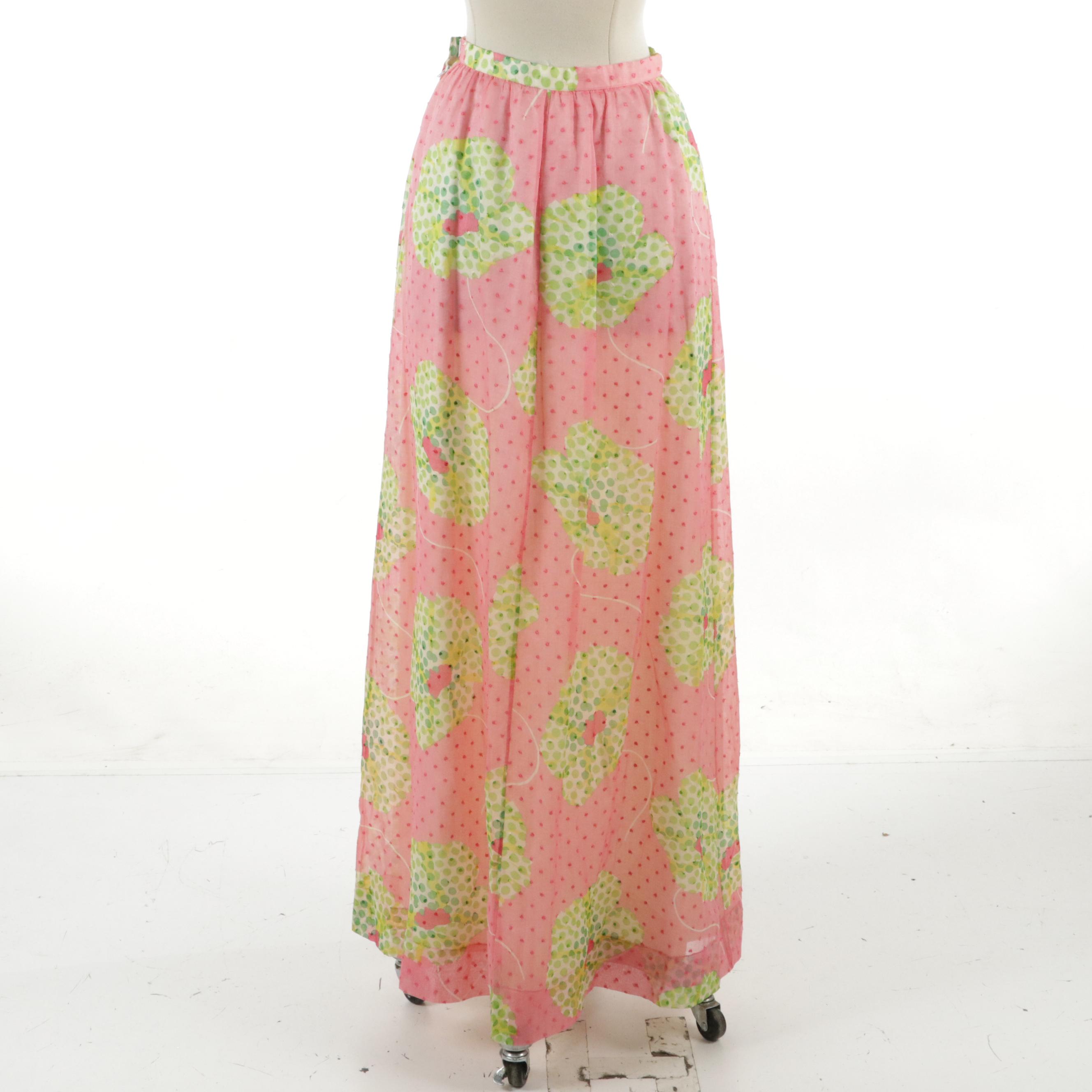 Miss Dior for Holt Renfrew Maxi Skirt in Dotted Cotton Organdie, Early 1970s