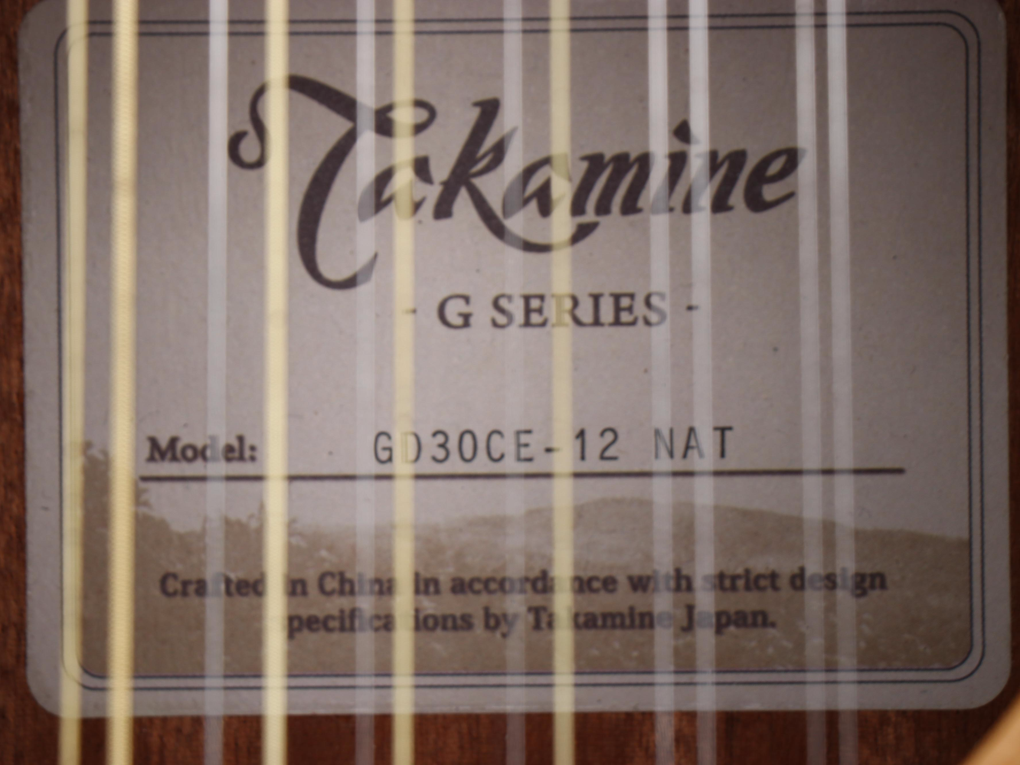 Takamine G Series GD30CE-12 Natural Spruce Top Electric Acoustic Guitar