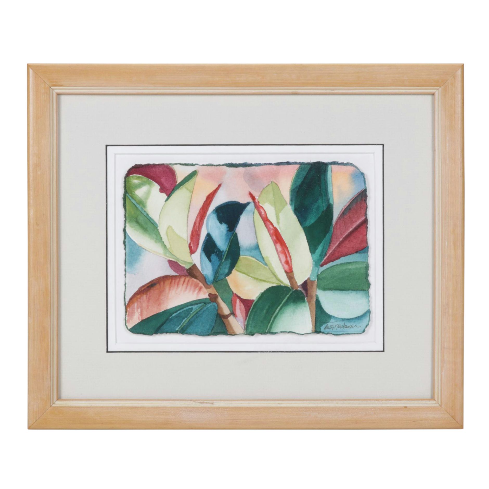 Betty Neubauer Botanical Watercolor Painting, Late 20th Century