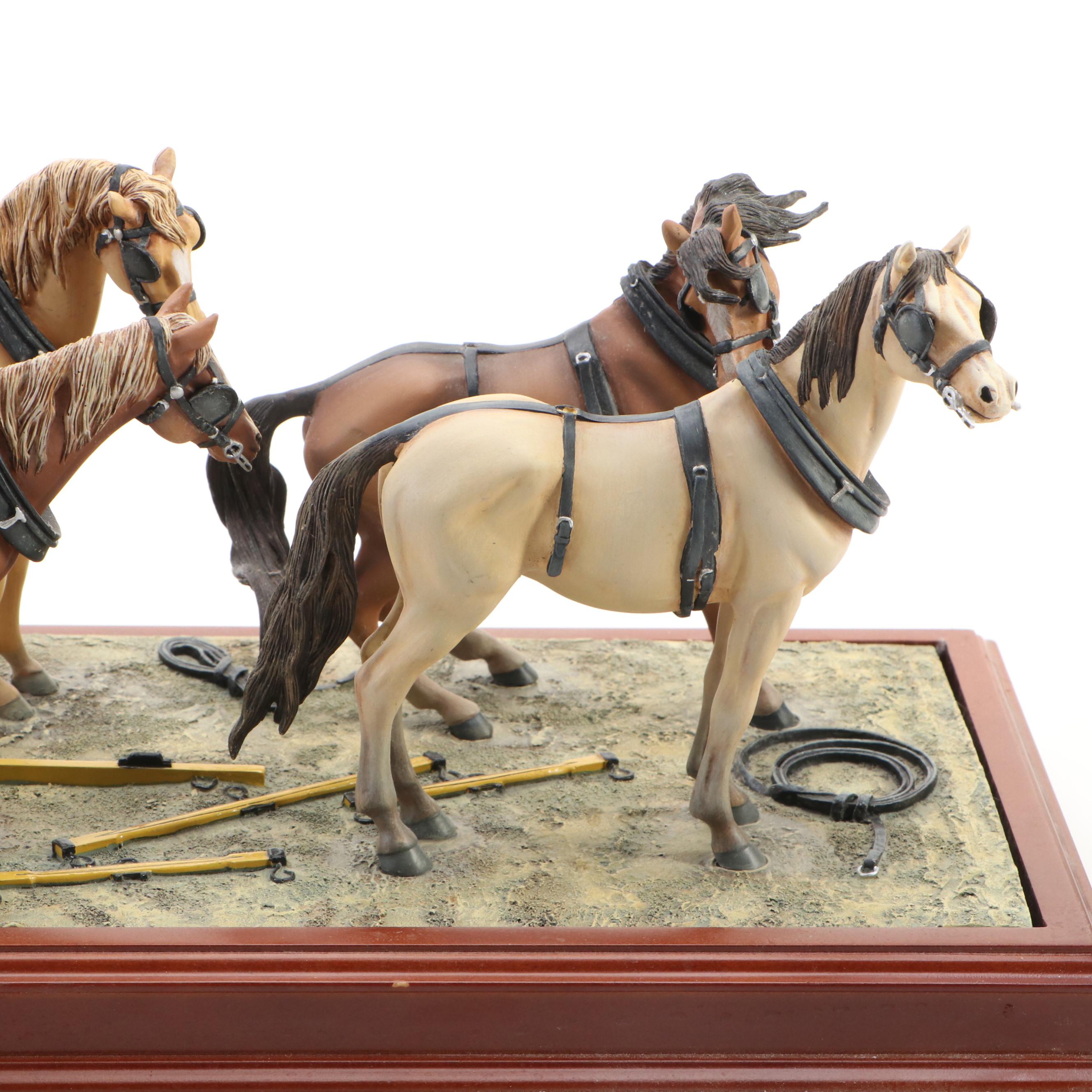 Franklin Mint Wells Fargo Diecast Stagecoach Model with Four Horse Team