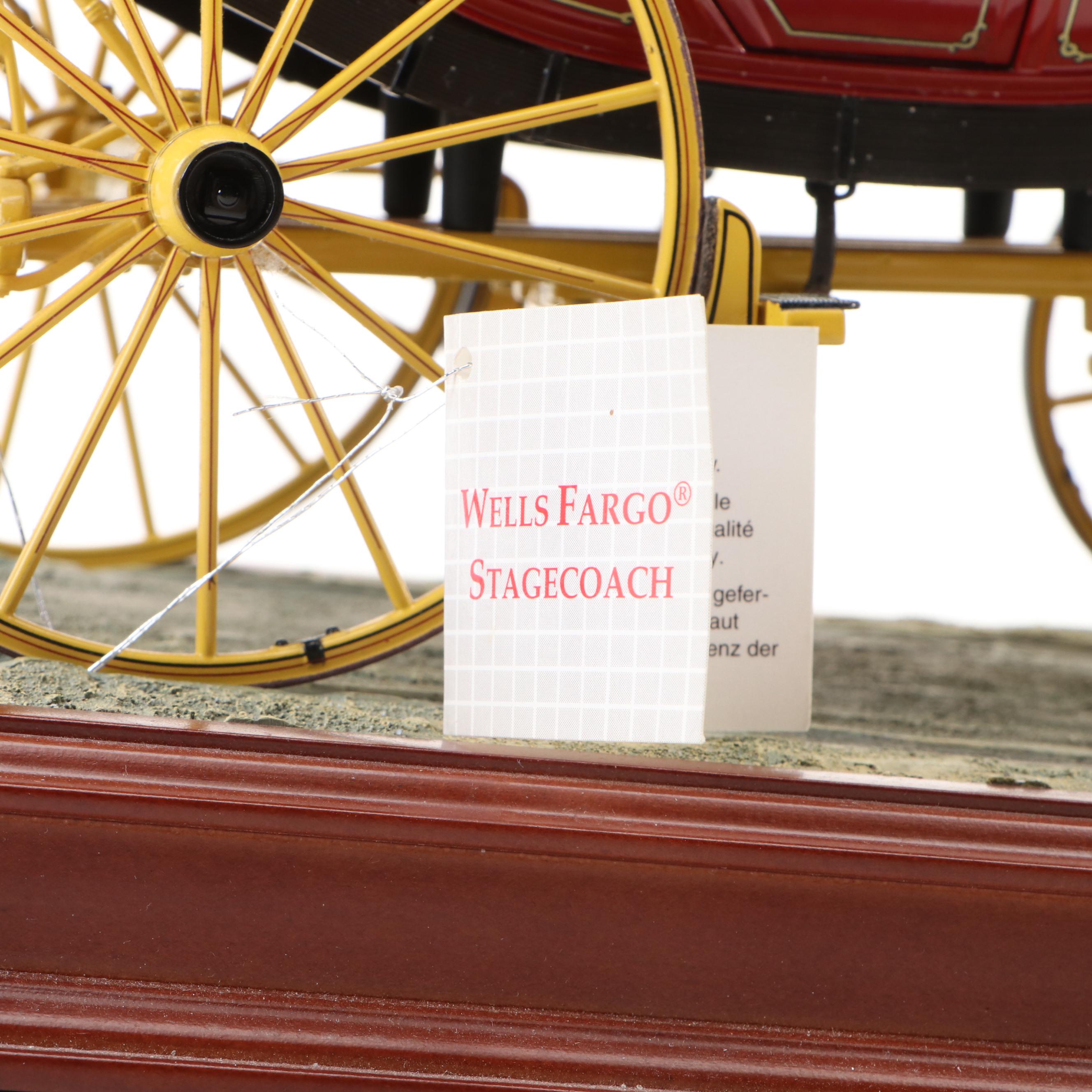 Franklin Mint Wells Fargo Diecast Stagecoach Model with Four Horse Team
