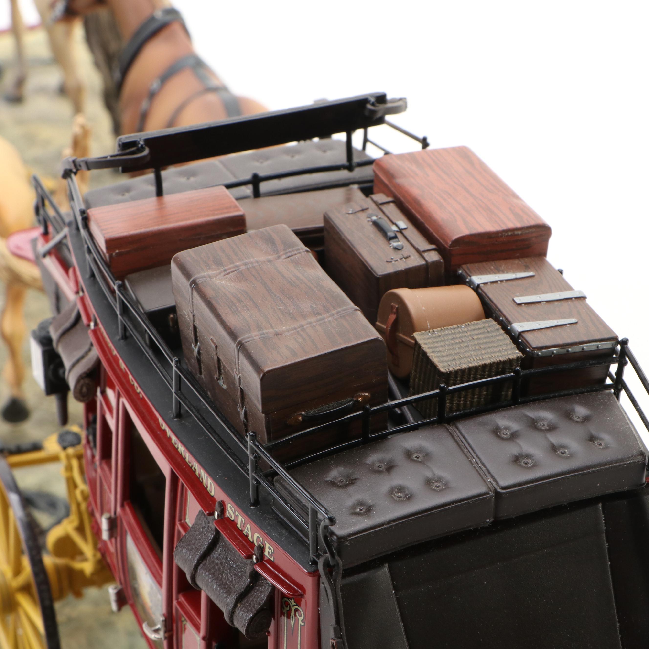 Franklin Mint Wells Fargo Diecast Stagecoach Model with Four Horse Team