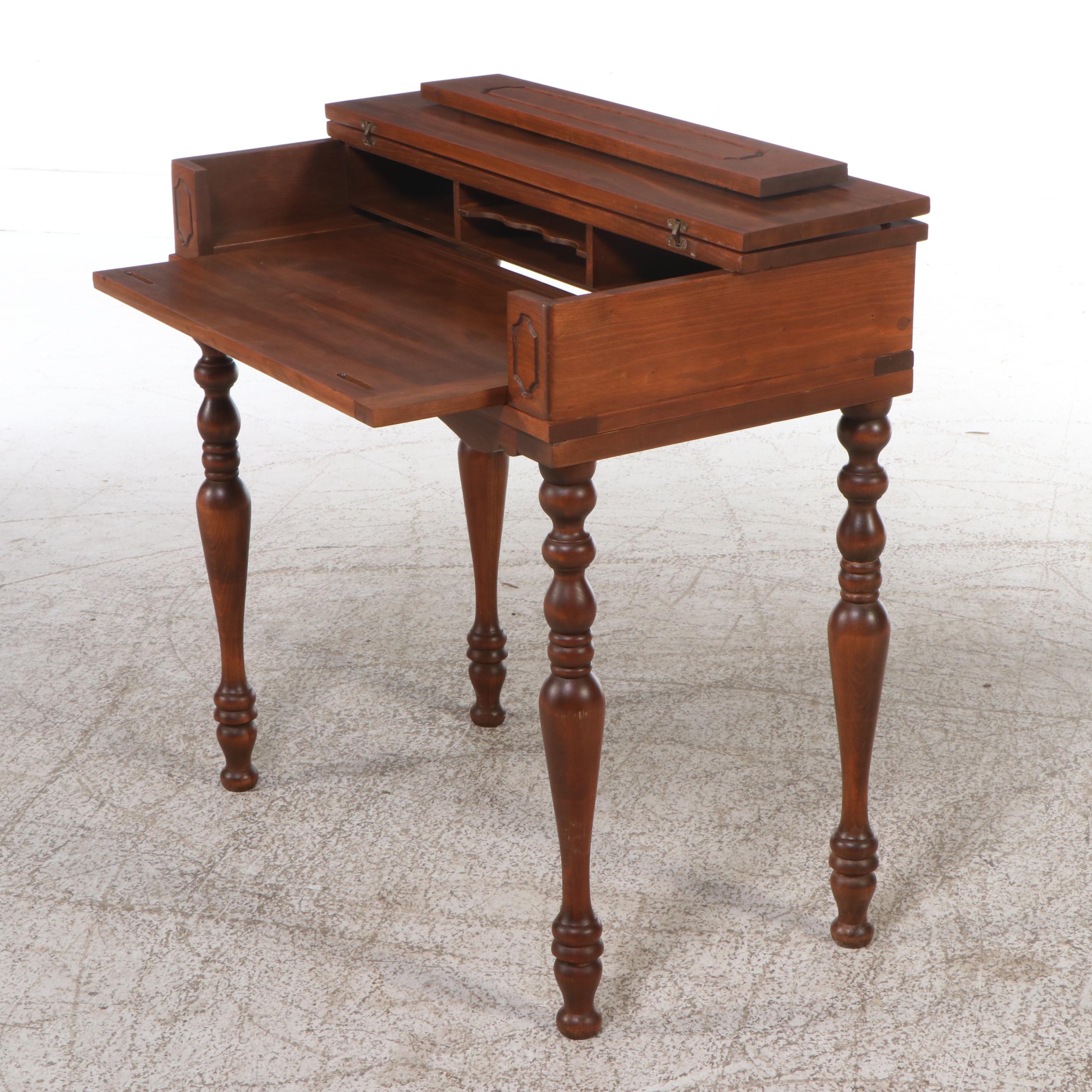 Walnut Spinet Writing Desk with Turned Legs