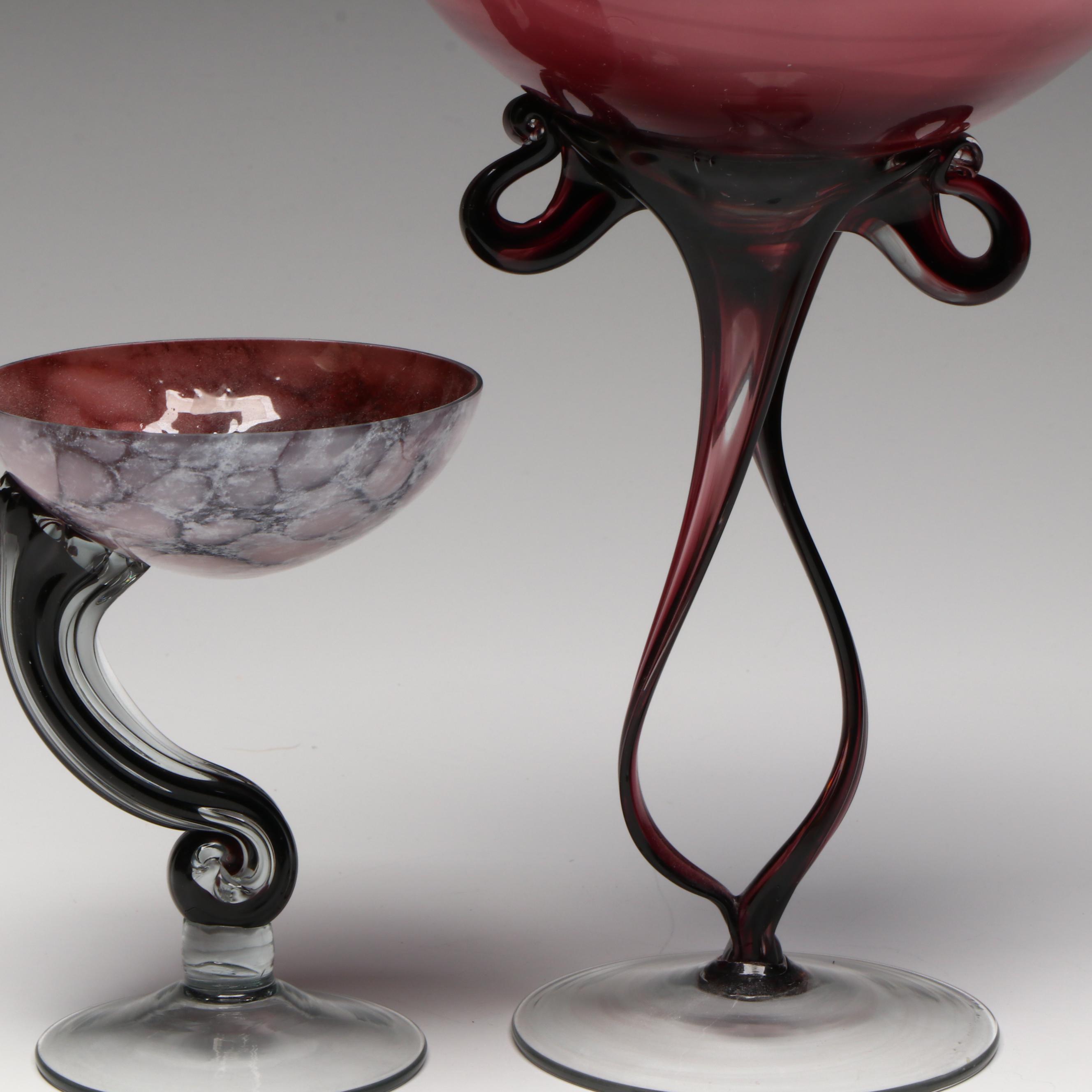 Murano Style Art Glass Compotes