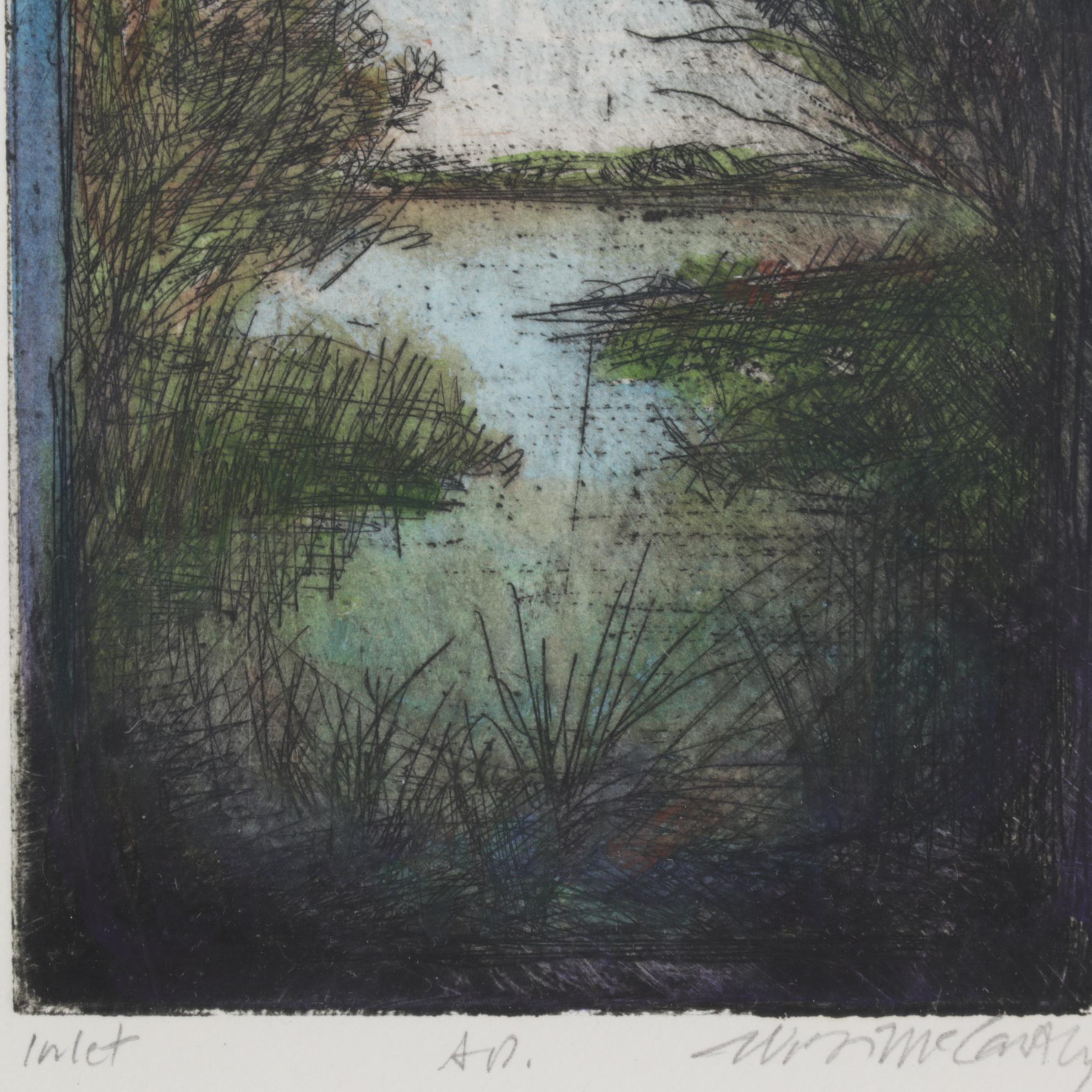 William McCarthy "Inlet" Hand-Colored Etching, 1996