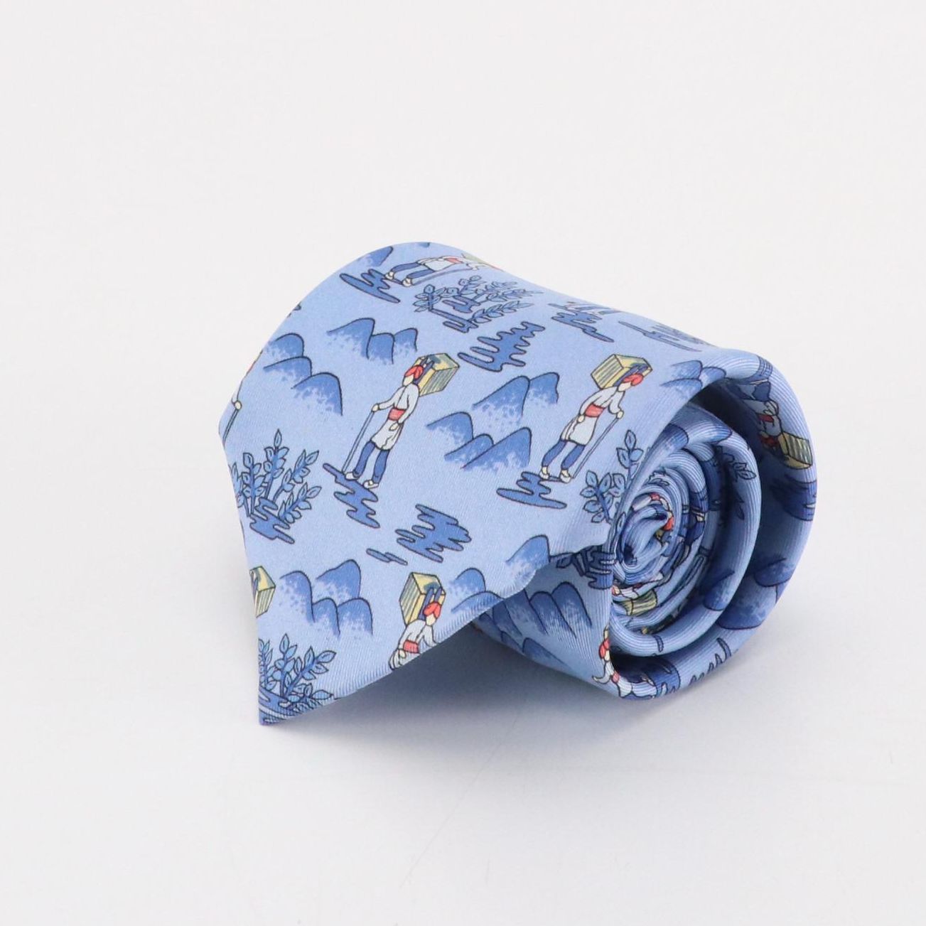 Hermès Mountain Traveler Motif Silk Twill Necktie