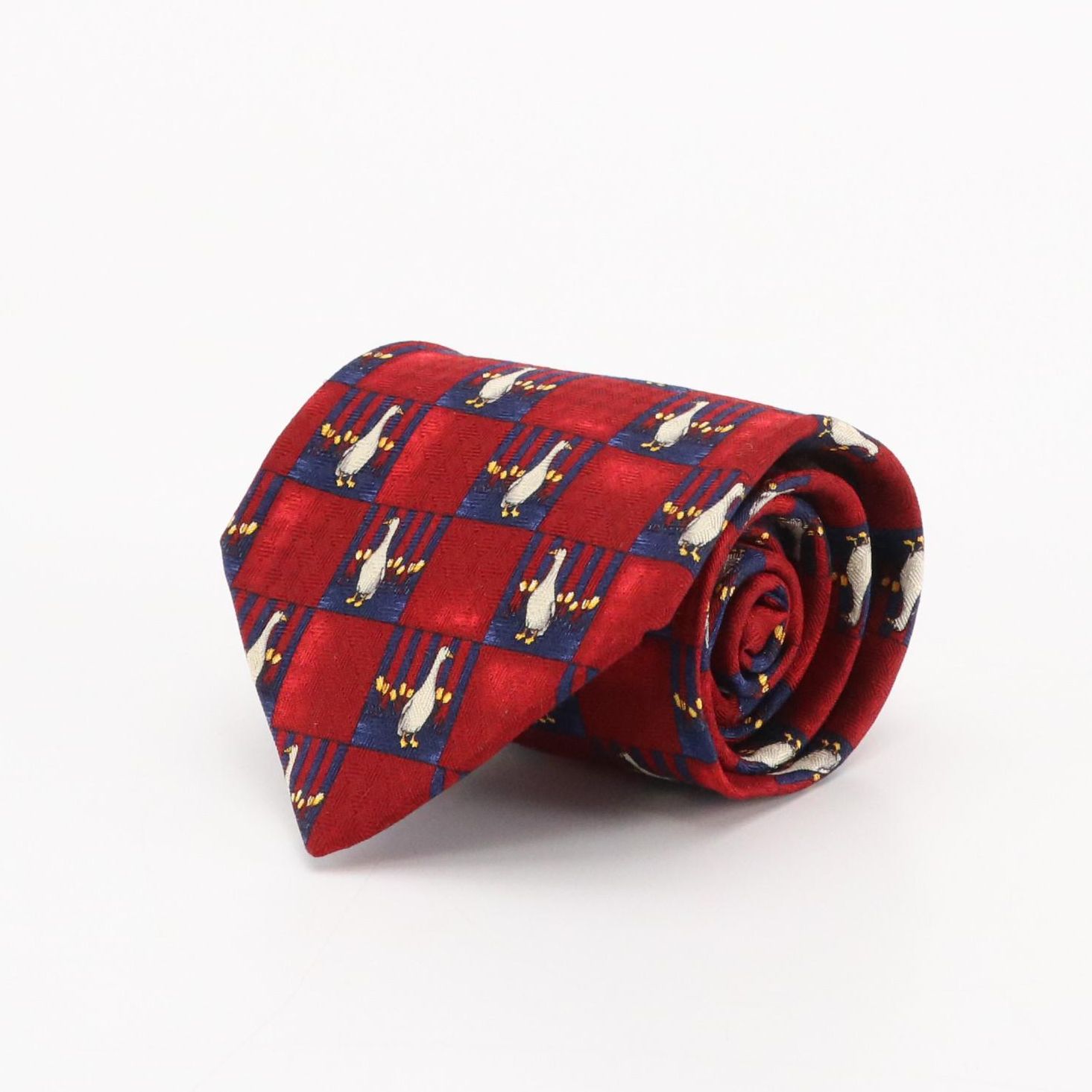 Givenchy Checkered Goose Print Silk Necktie