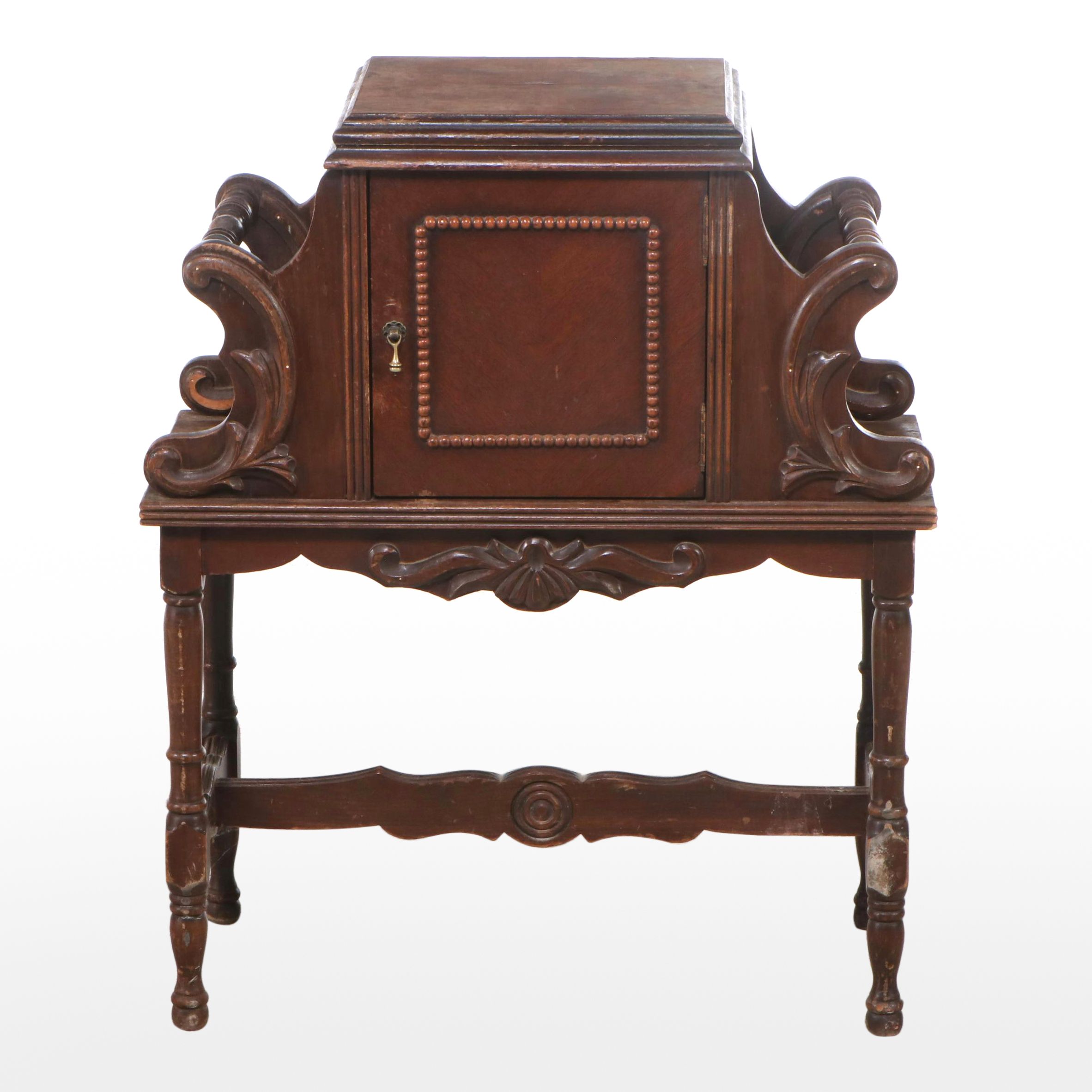 Mahogany Smoking Stand and Magazine Rack Early 20th Century