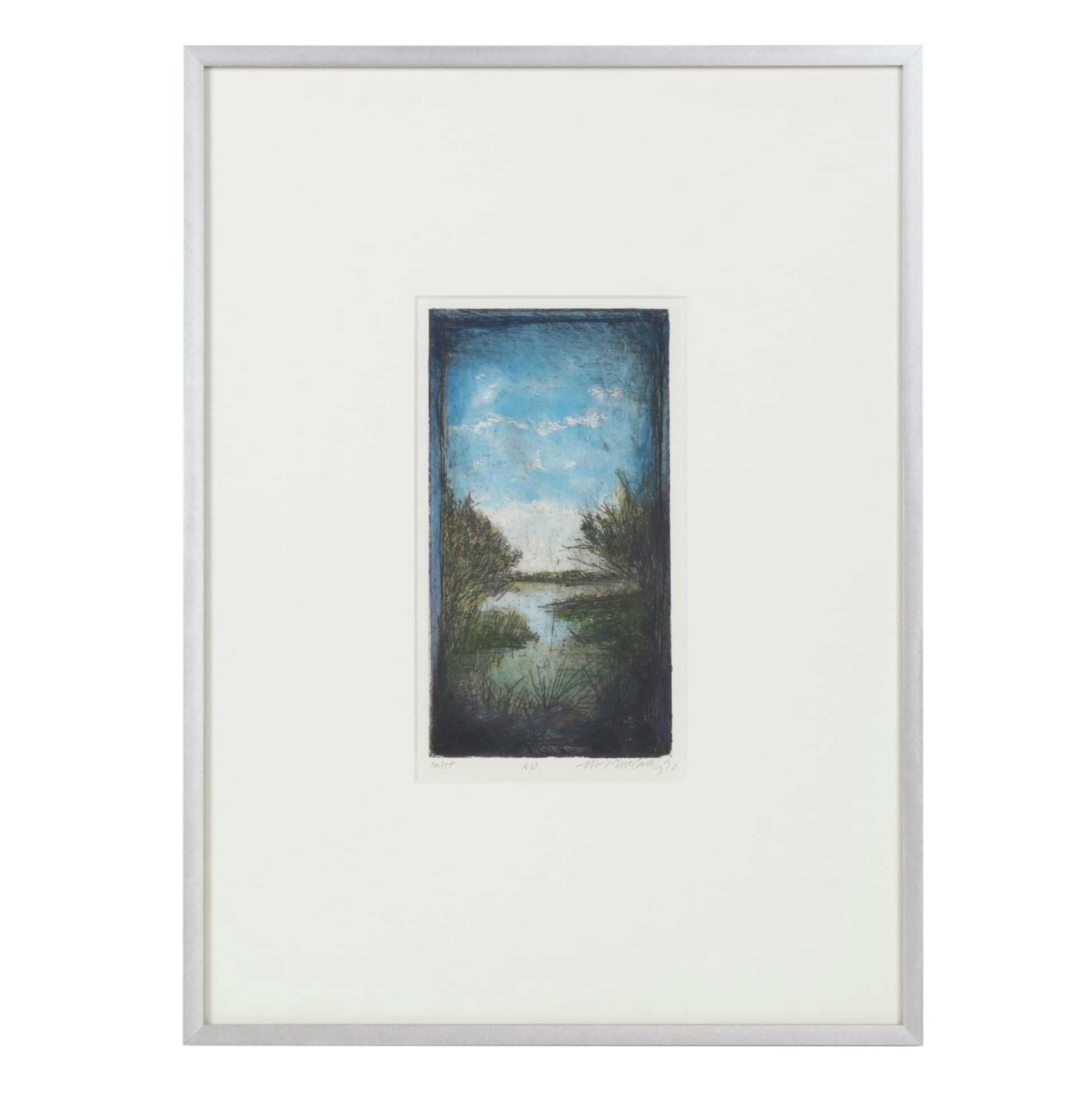 William McCarthy "Inlet" Hand-Colored Etching, 1996