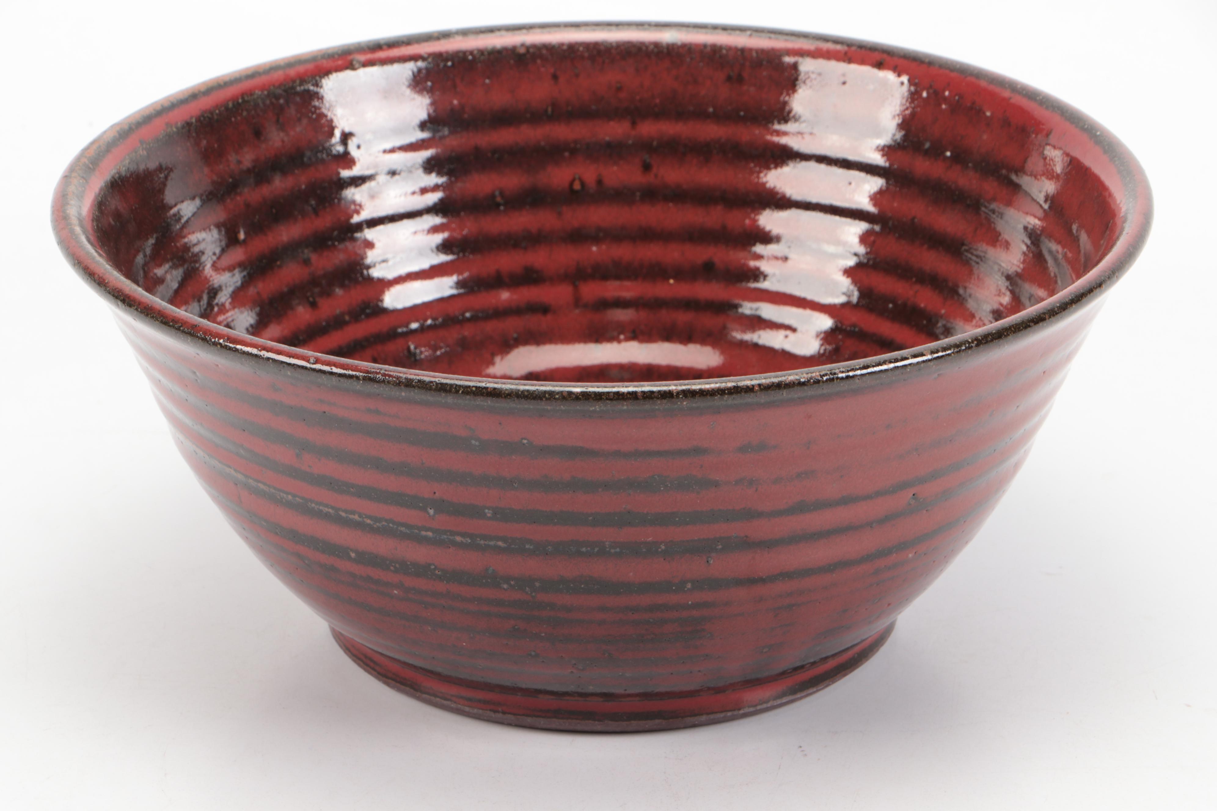 Parsley Pottery Brown and Red Glazed Ceramic Bowls and Other Ice Lip Pitcher