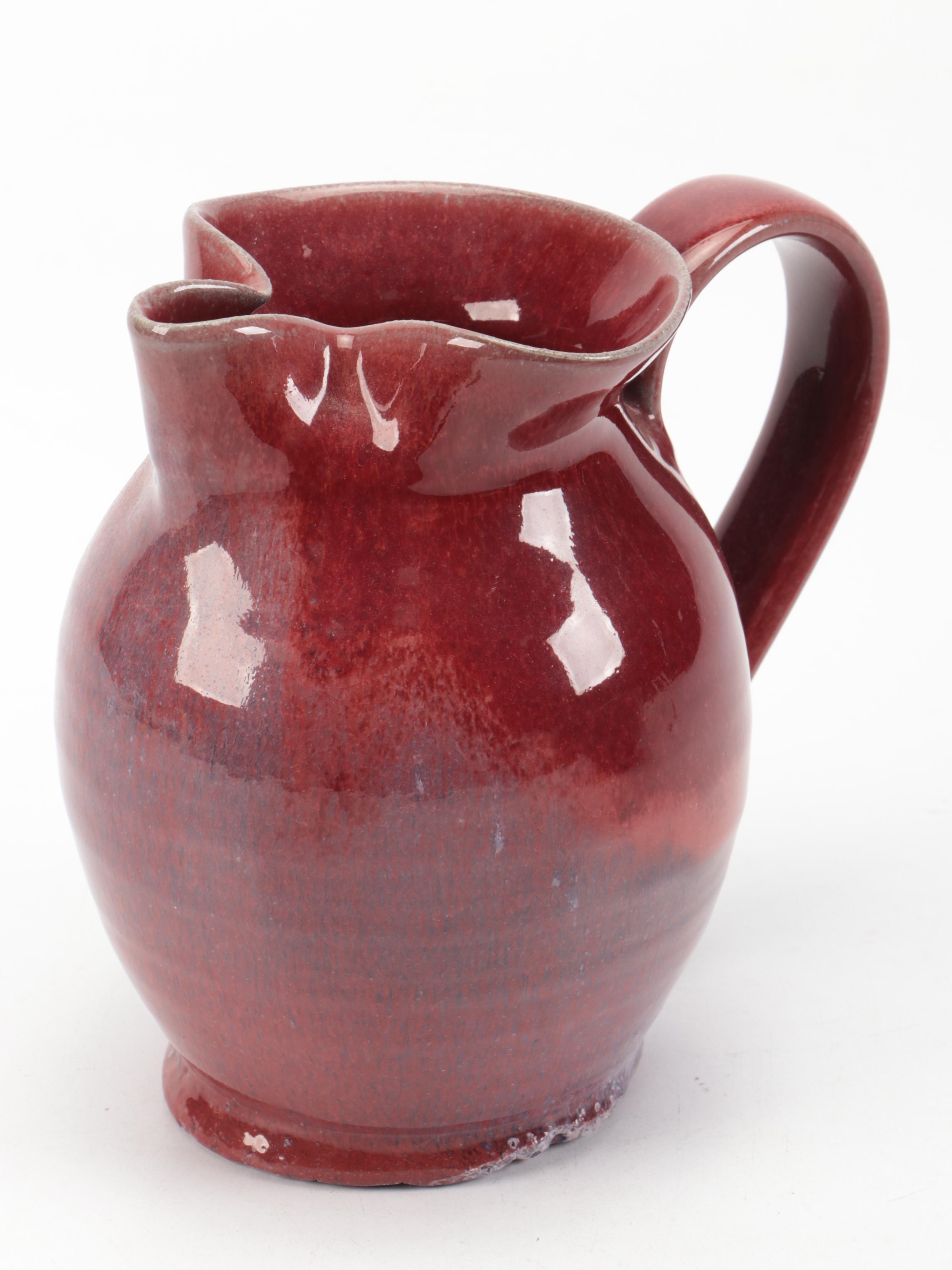 Parsley Pottery Brown and Red Glazed Ceramic Bowls and Other Ice Lip Pitcher