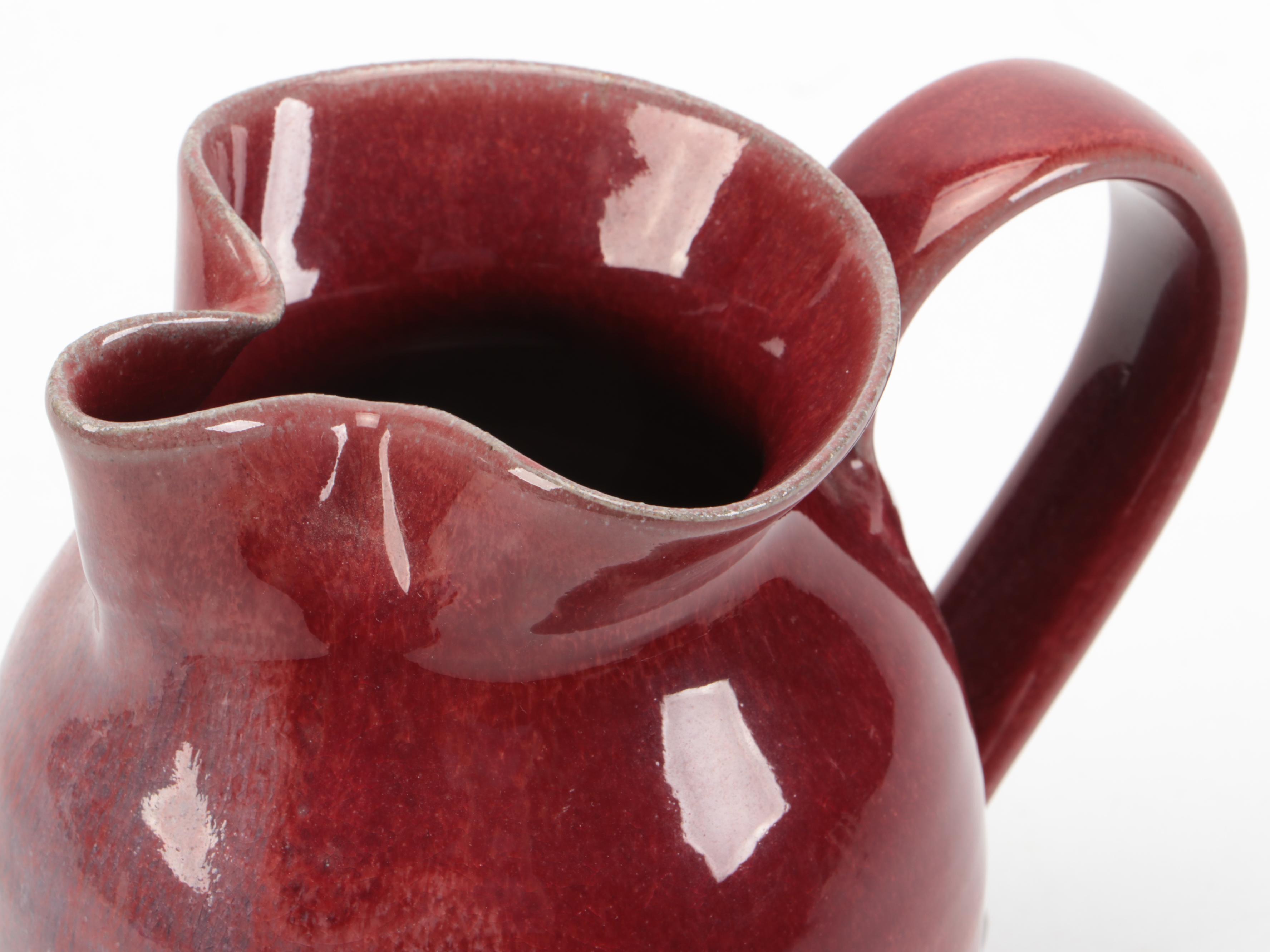 Parsley Pottery Brown and Red Glazed Ceramic Bowls and Other Ice Lip Pitcher