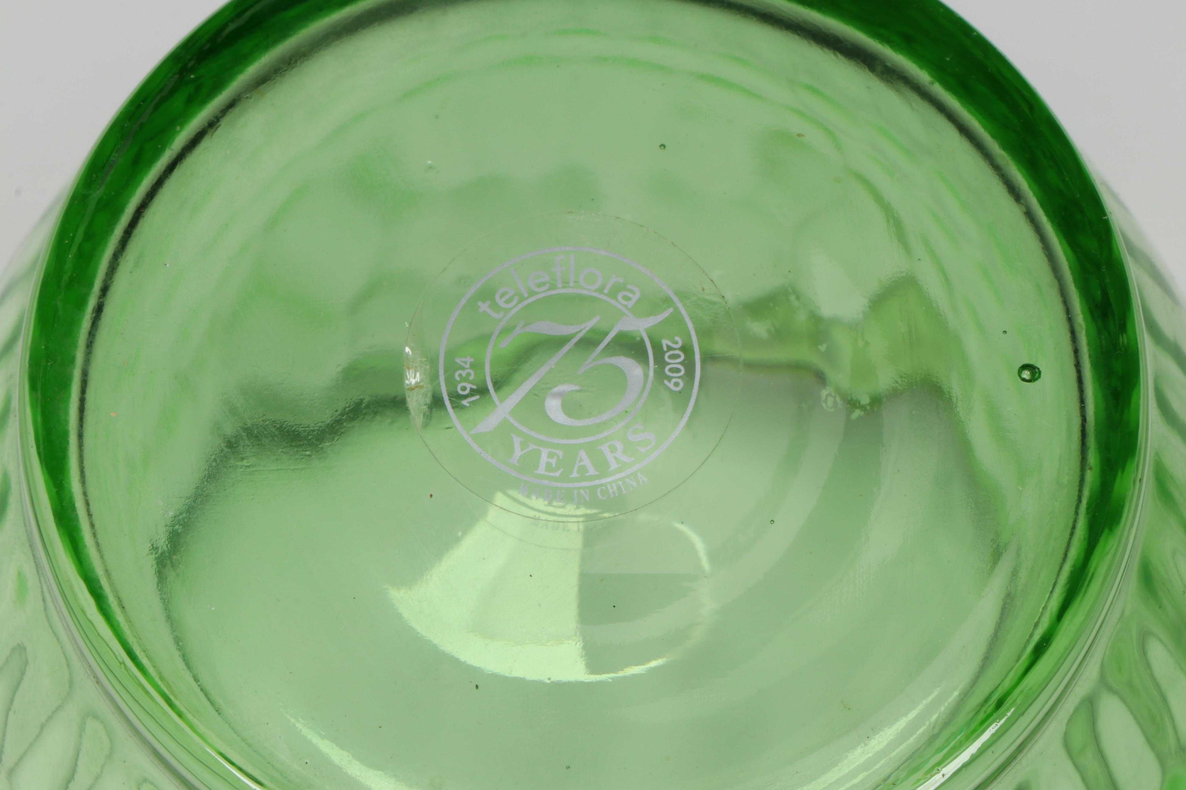 Anchor Hocking "Princess" with Other Uranium Glass Serveware with Green Pitchers