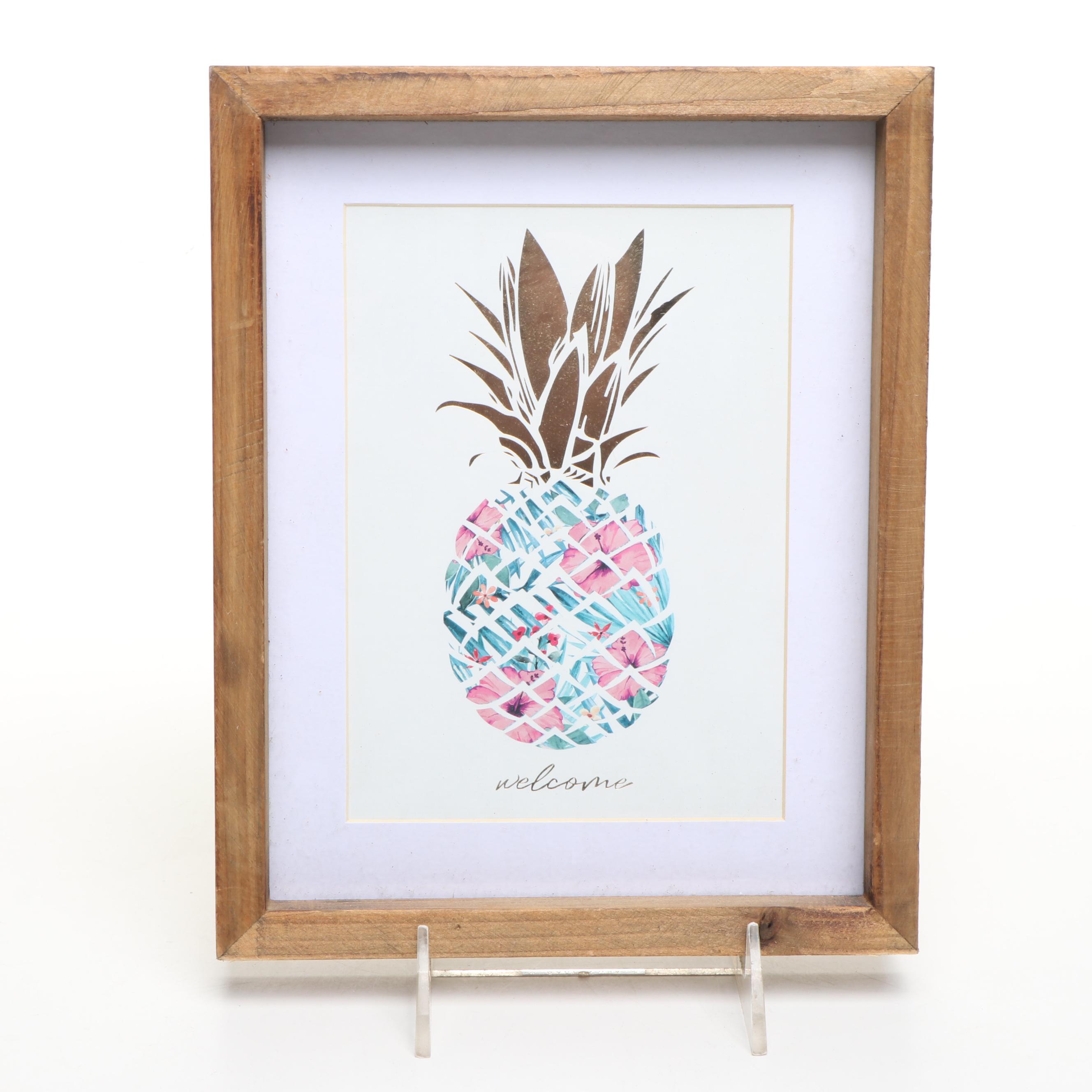 Ceramic Pineapple Bowl with Pineapple Wall Décor