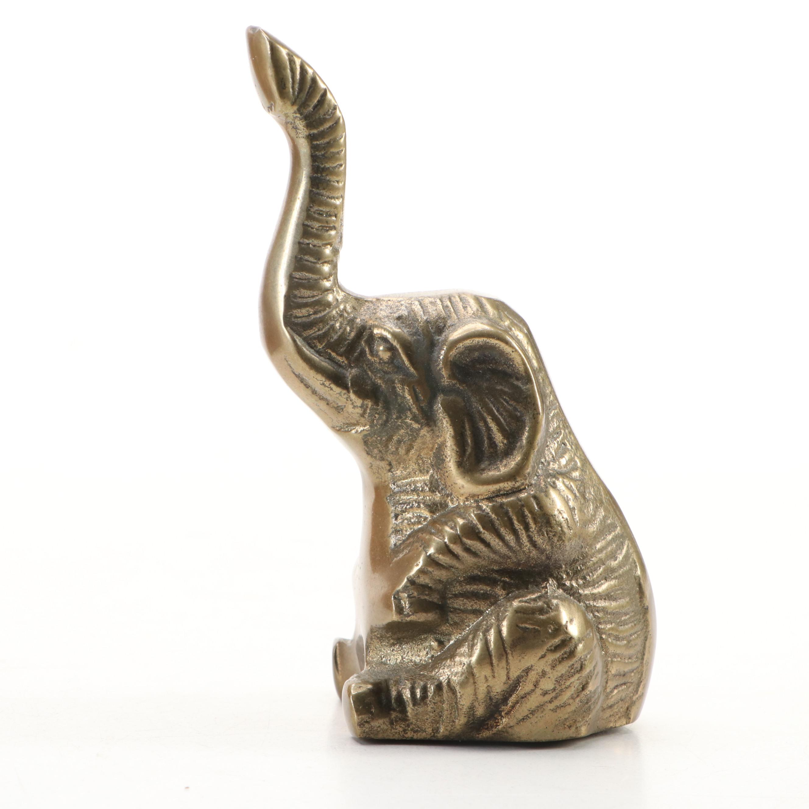 Brass Elephant with Wall Hanging Plaques