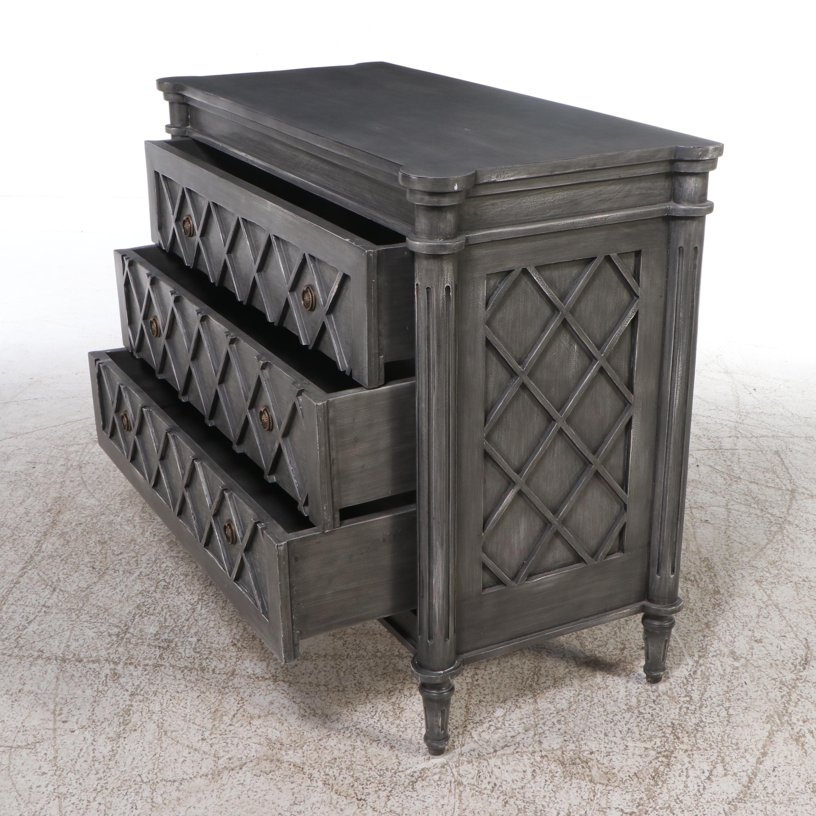 Contemporary Painted Grey Three-Drawer Chest