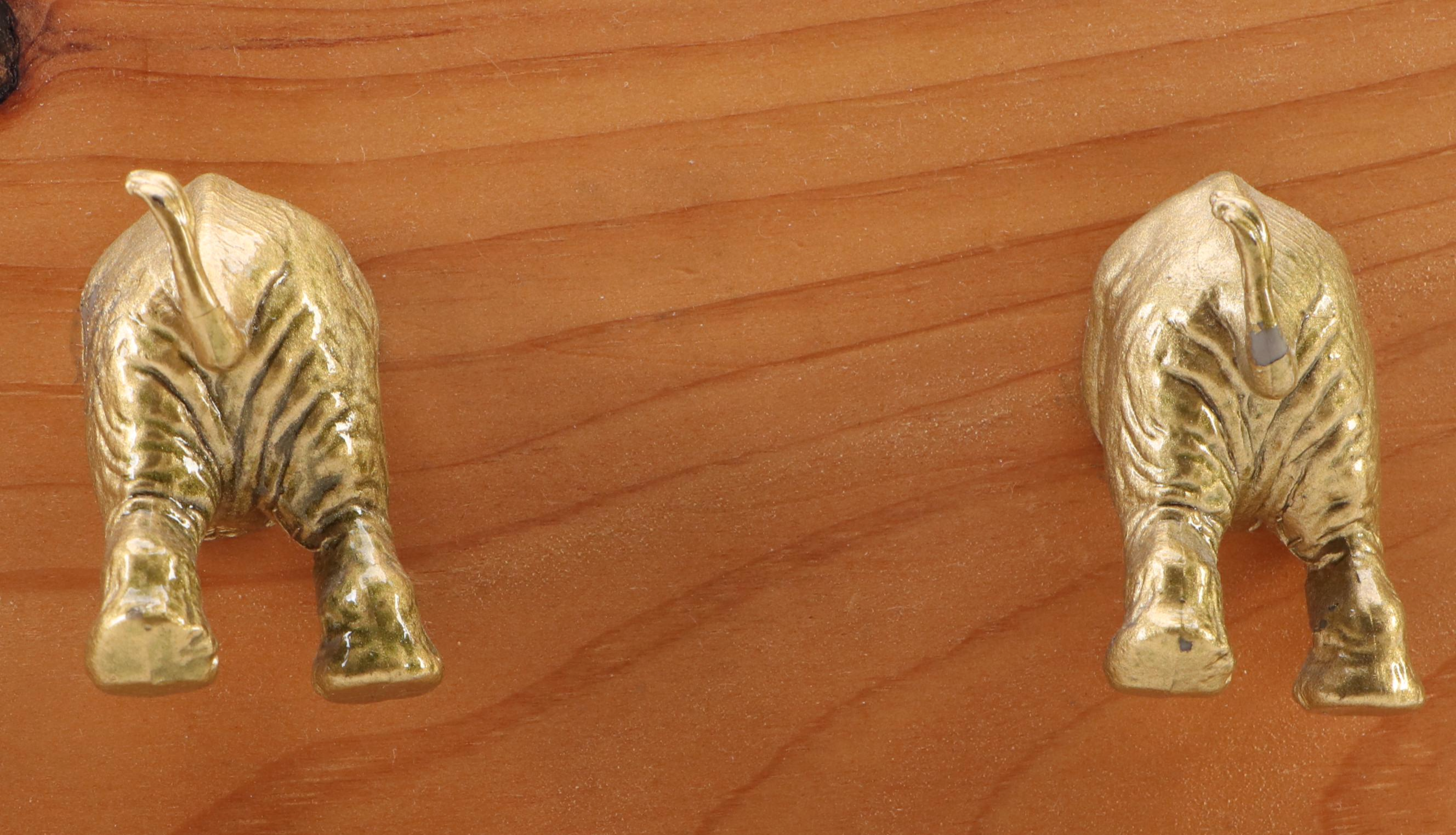 Brass Elephant with Wall Hanging Plaques