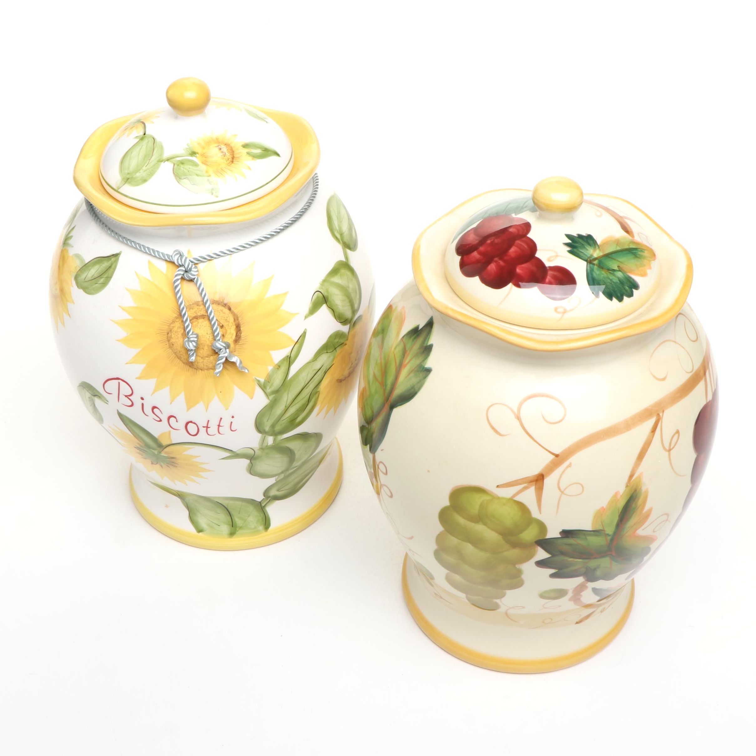 Italian Style Ceramic Biscotti and Other Lidded Jars