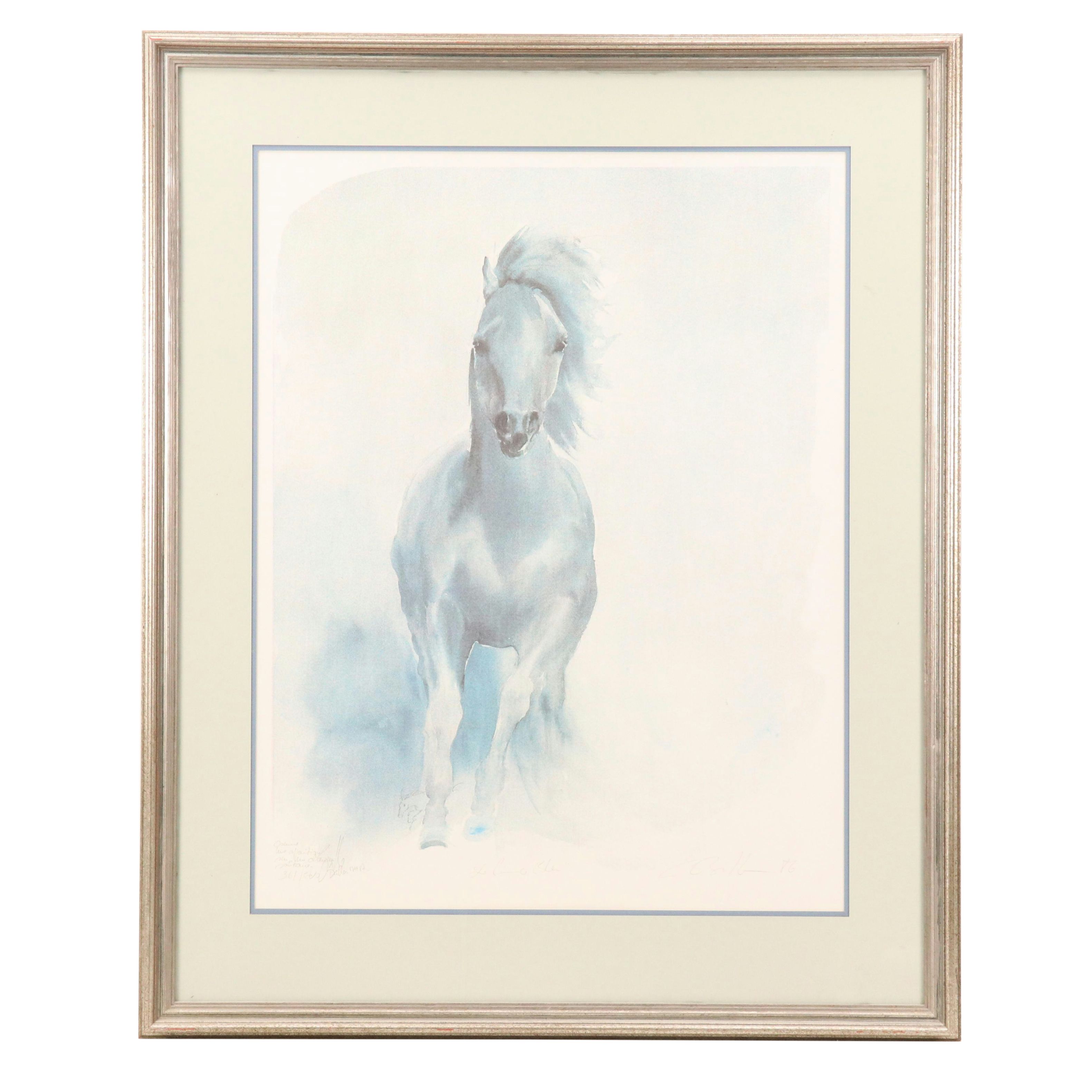 Béatrice Bulteau Equine Serigraph "Le Prince Bleu," 1986