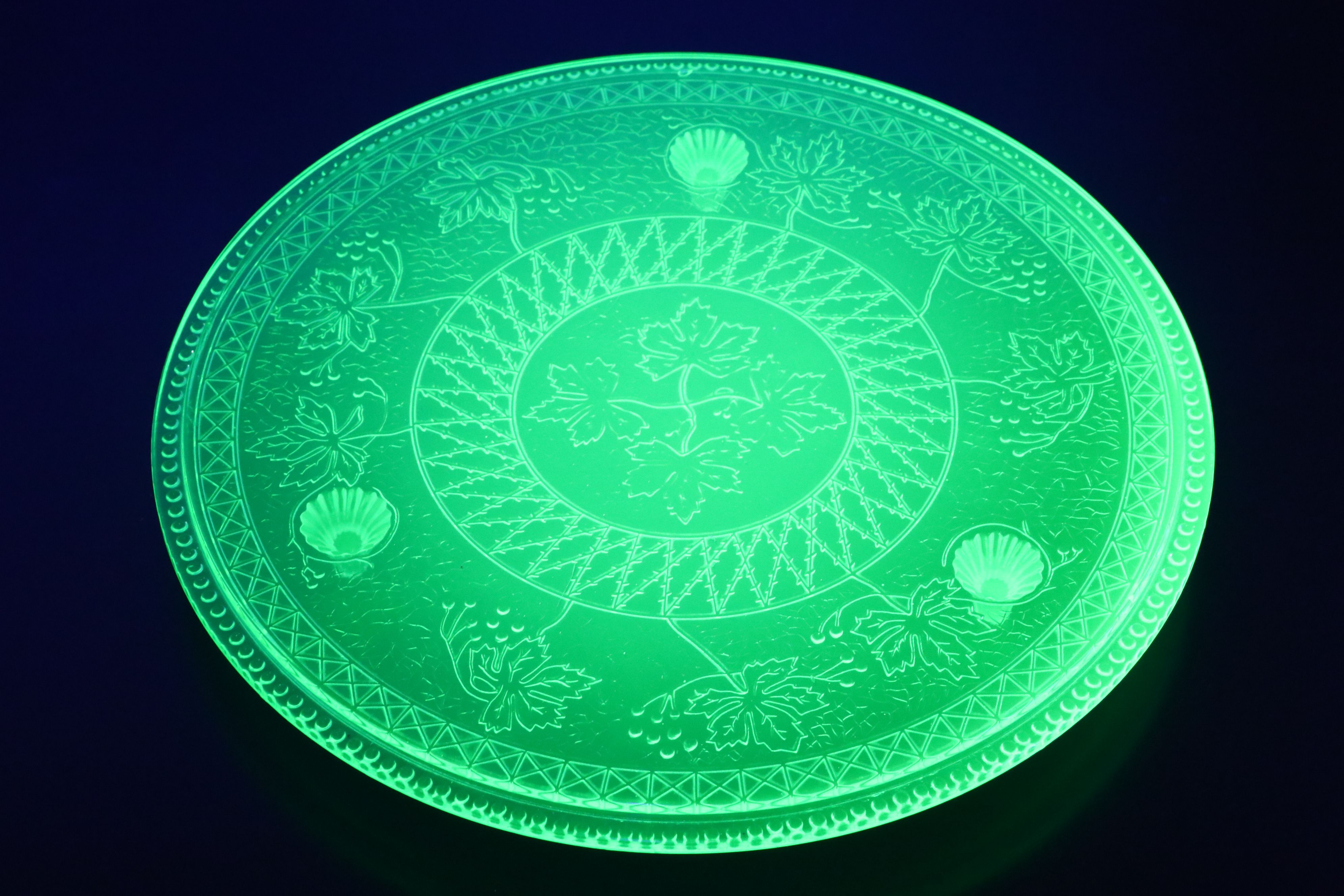 Anchor Hocking "Princess" with Other Uranium Glass Serveware with Green Pitchers
