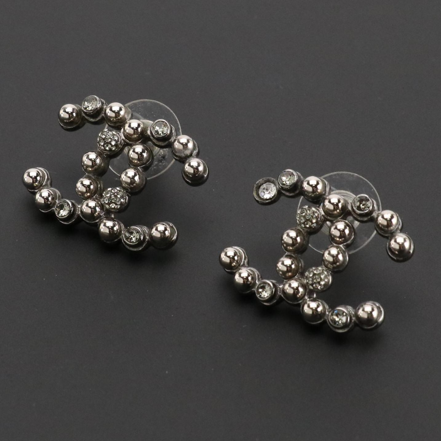 Chanel CC Crystal Stud Earrings