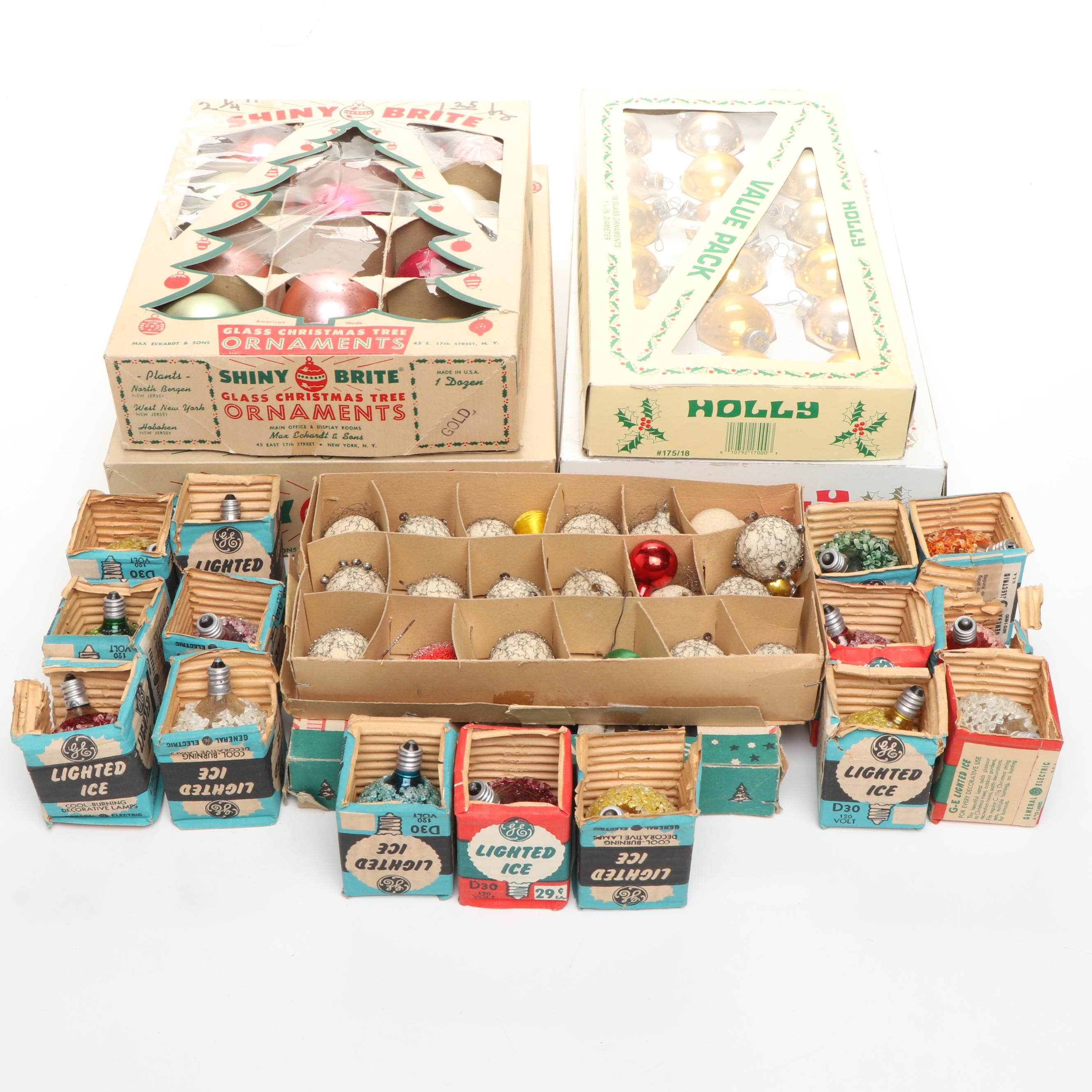 Vintage General Electric with Shiny Brite and Other Ornaments