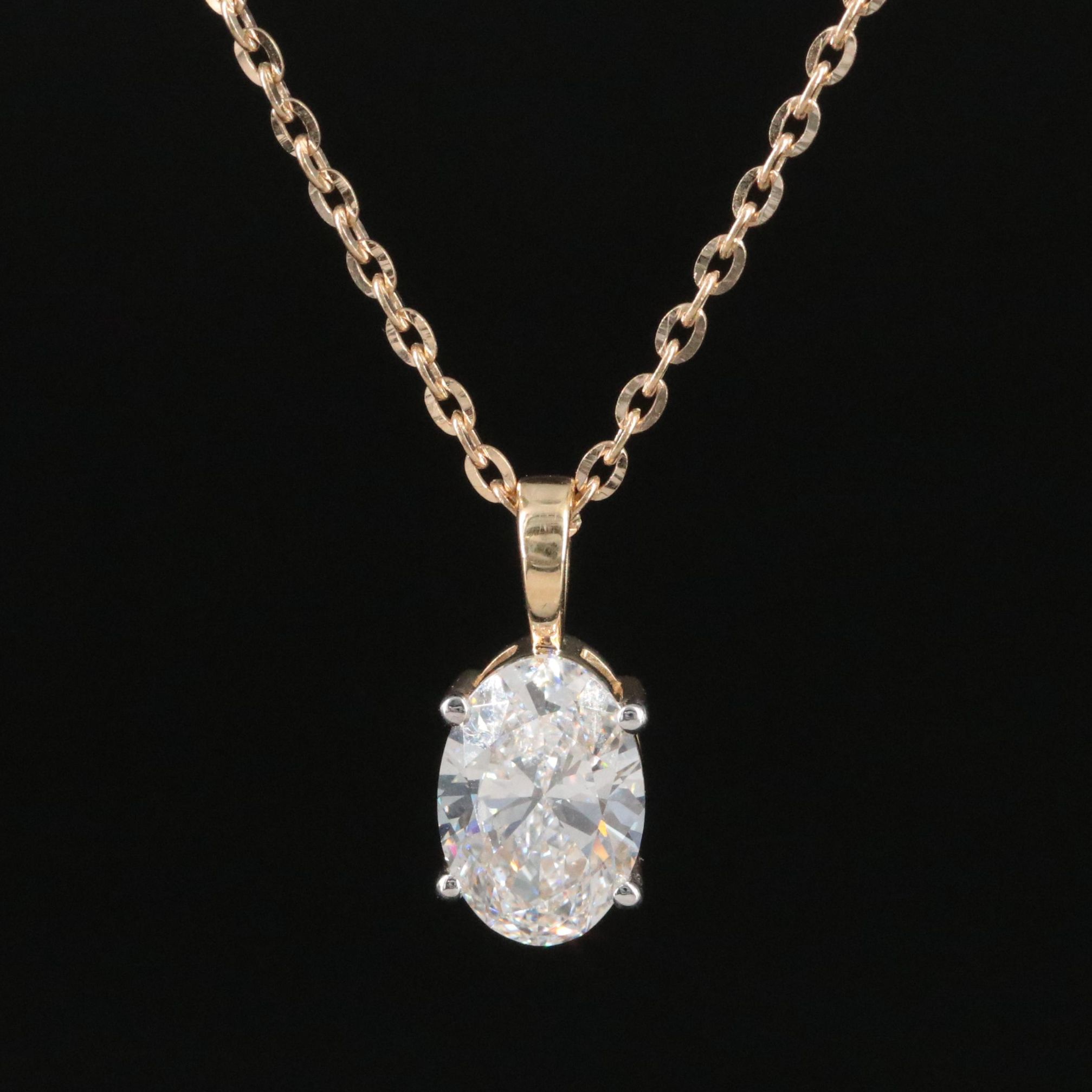 14K 1.66 CT Lab Grown Diamond Solitaire Pendant Necklace with IGI Report