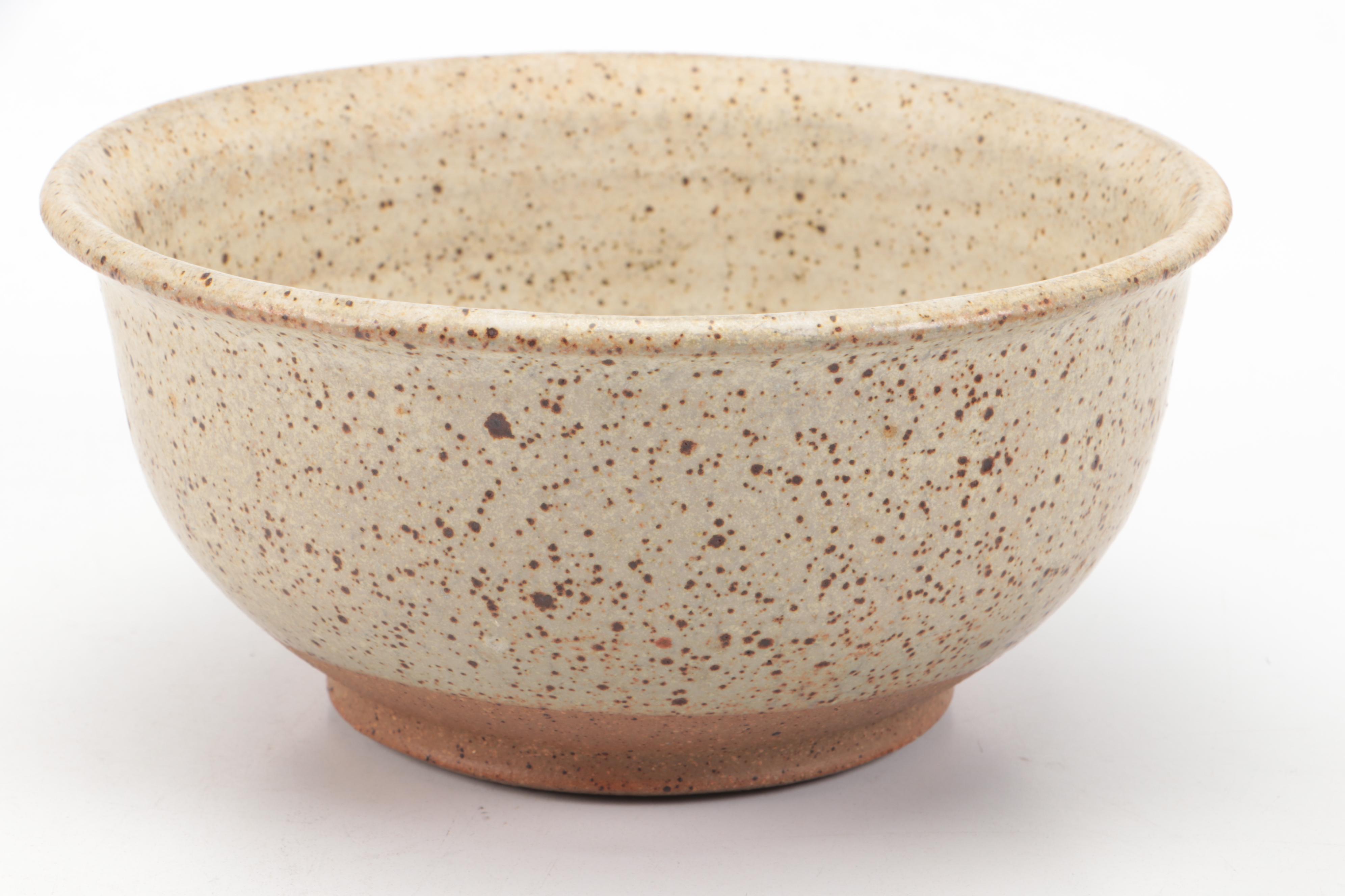 Ladybug Motif Glazed Earthenware Bowl with More Art Pottery Vessels