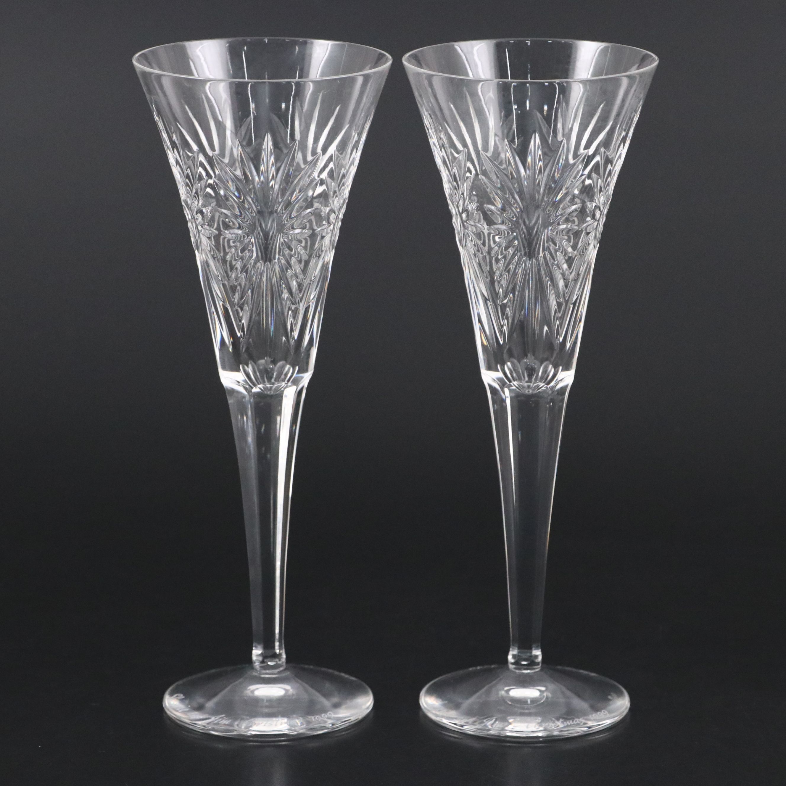 Waterford Crystal Millennium Series Champagne Flutes, 1999