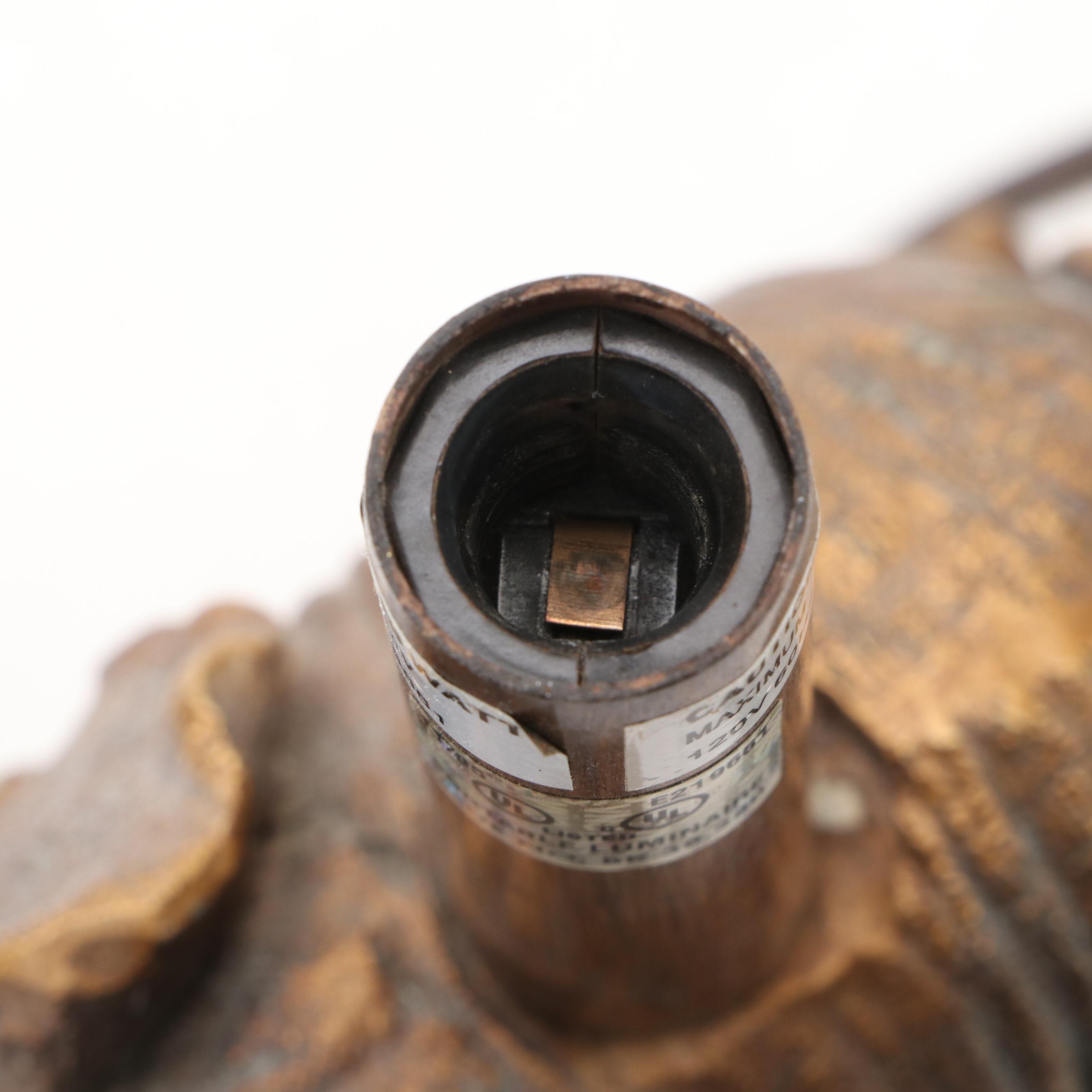 Chinese Brass Vase and Elephant Figural Accent Lamps