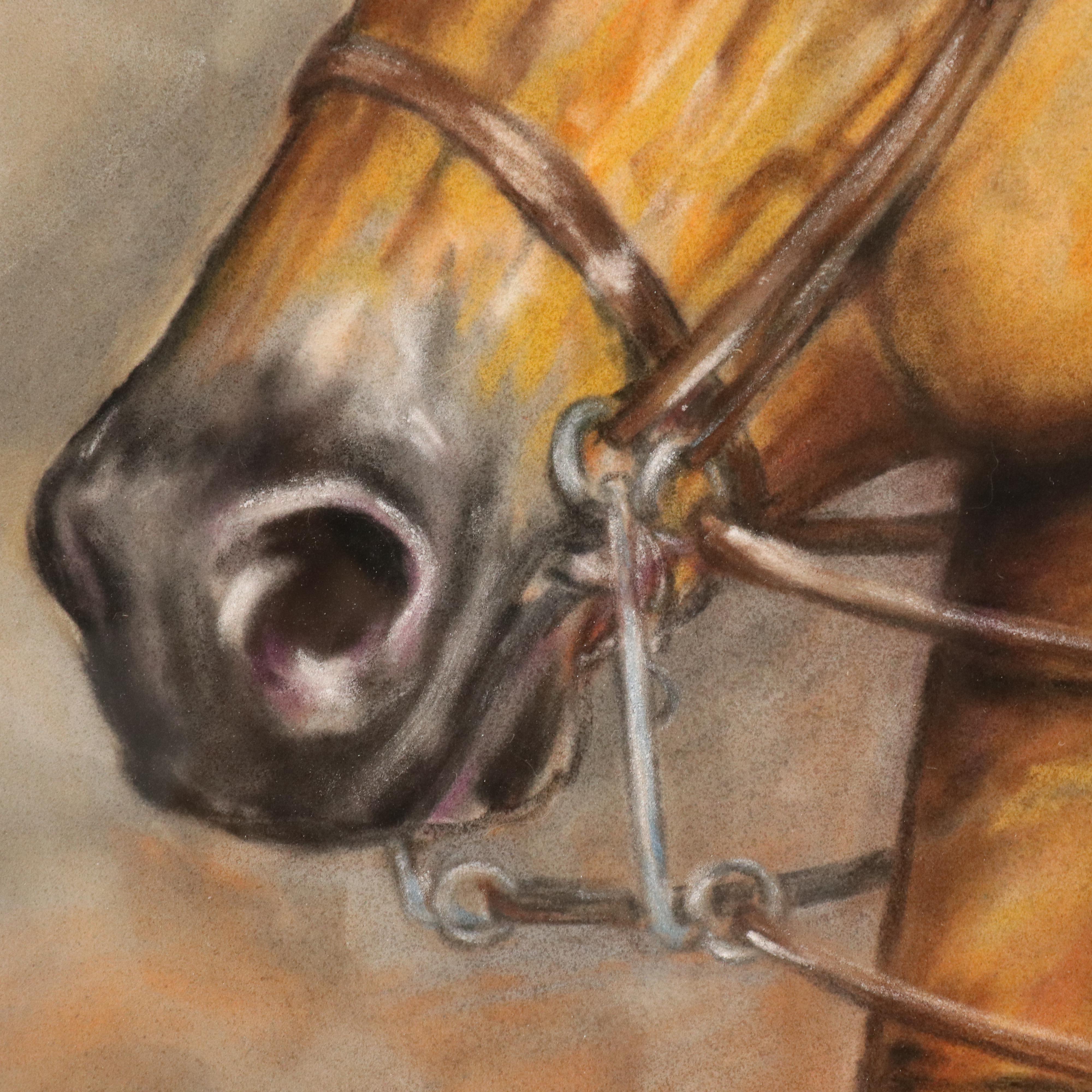 Lynn Liljeblad Equine Portrait Pastel Drawing "Prize Contender," 2003
