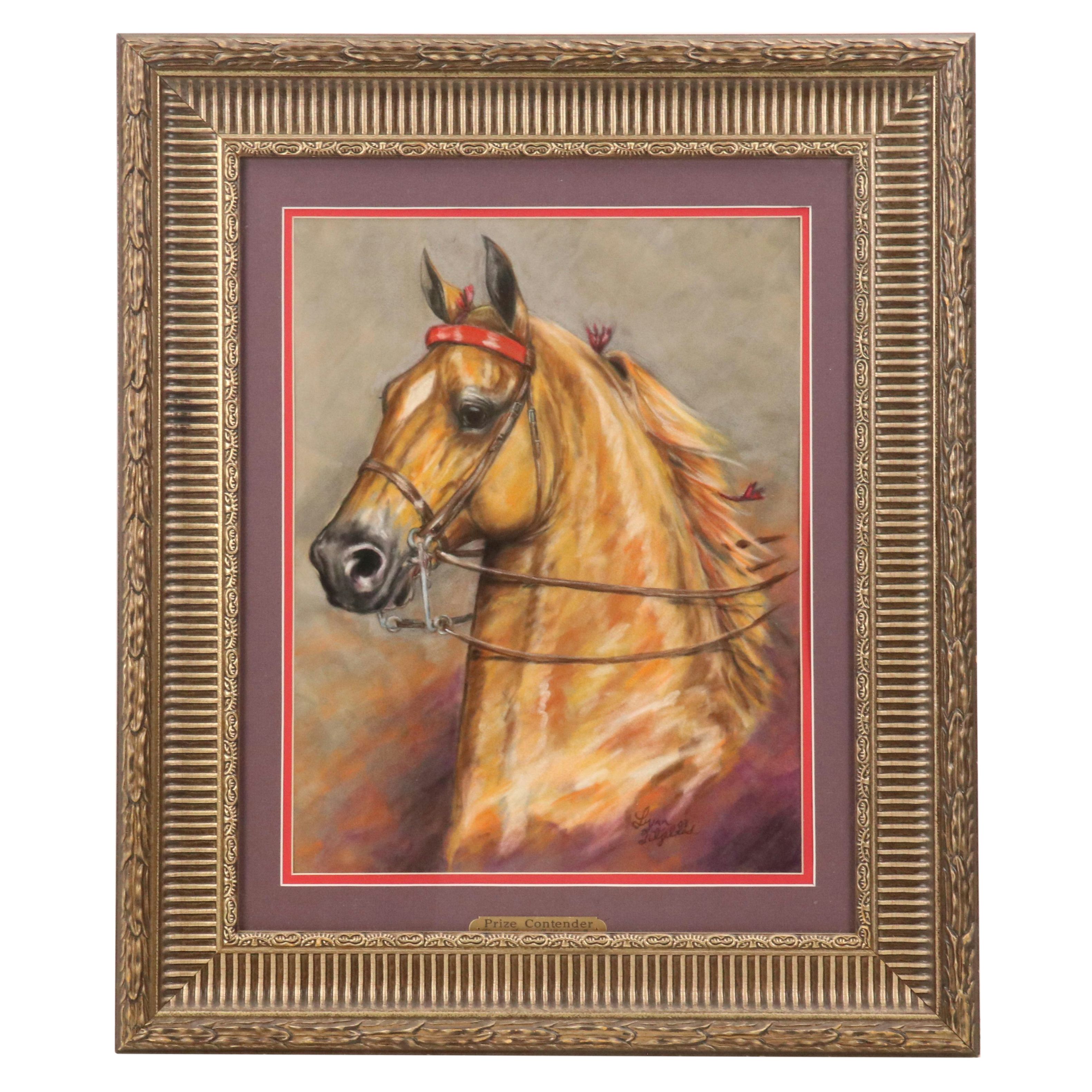 Lynn Liljeblad Equine Portrait Pastel Drawing "Prize Contender," 2003