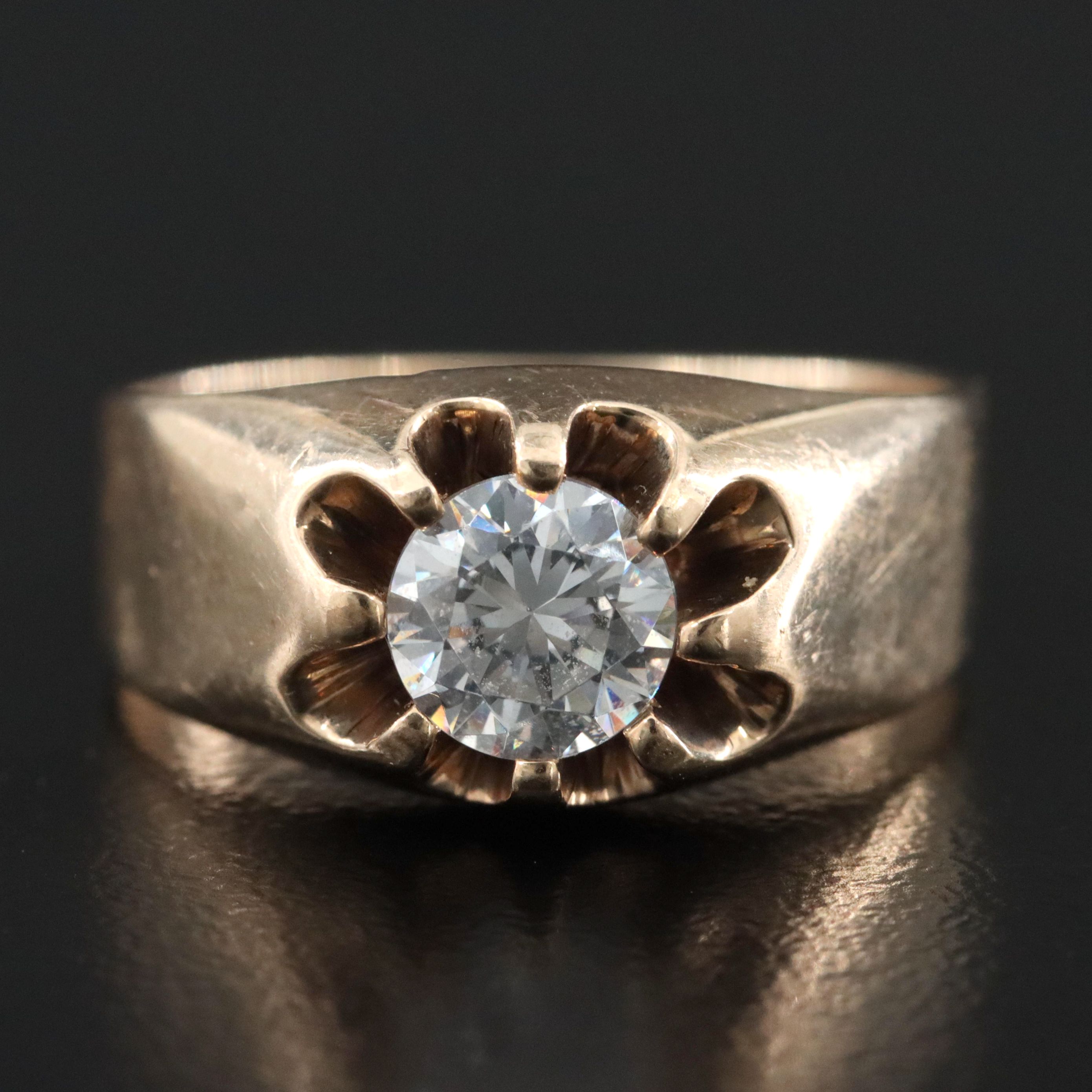 Antique 10K CZ Belcher Ring