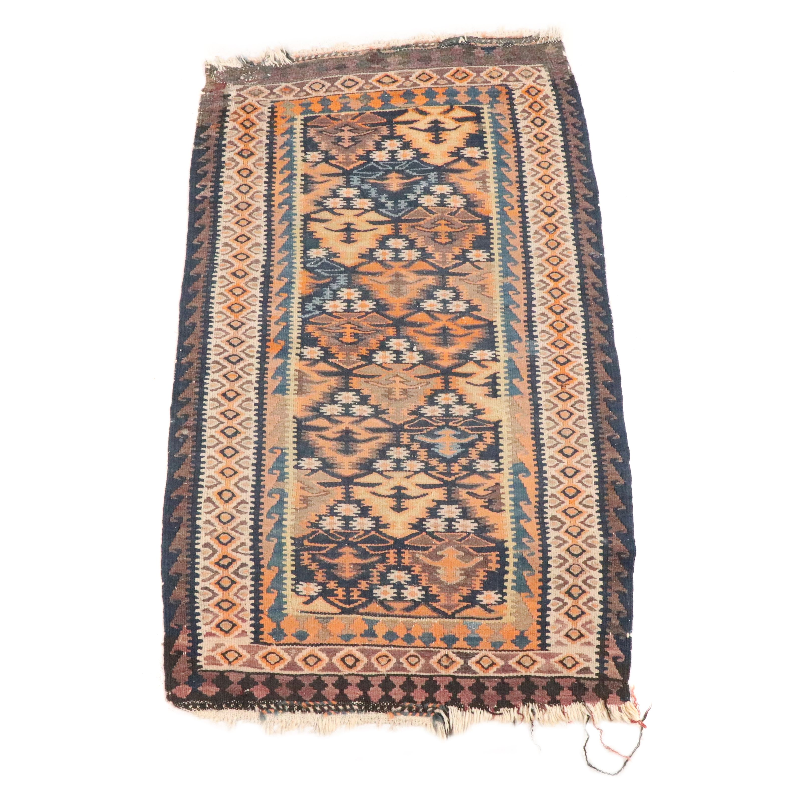 2'2 x 3'9 Handwoven Kazak Style Kilim Accent Rug