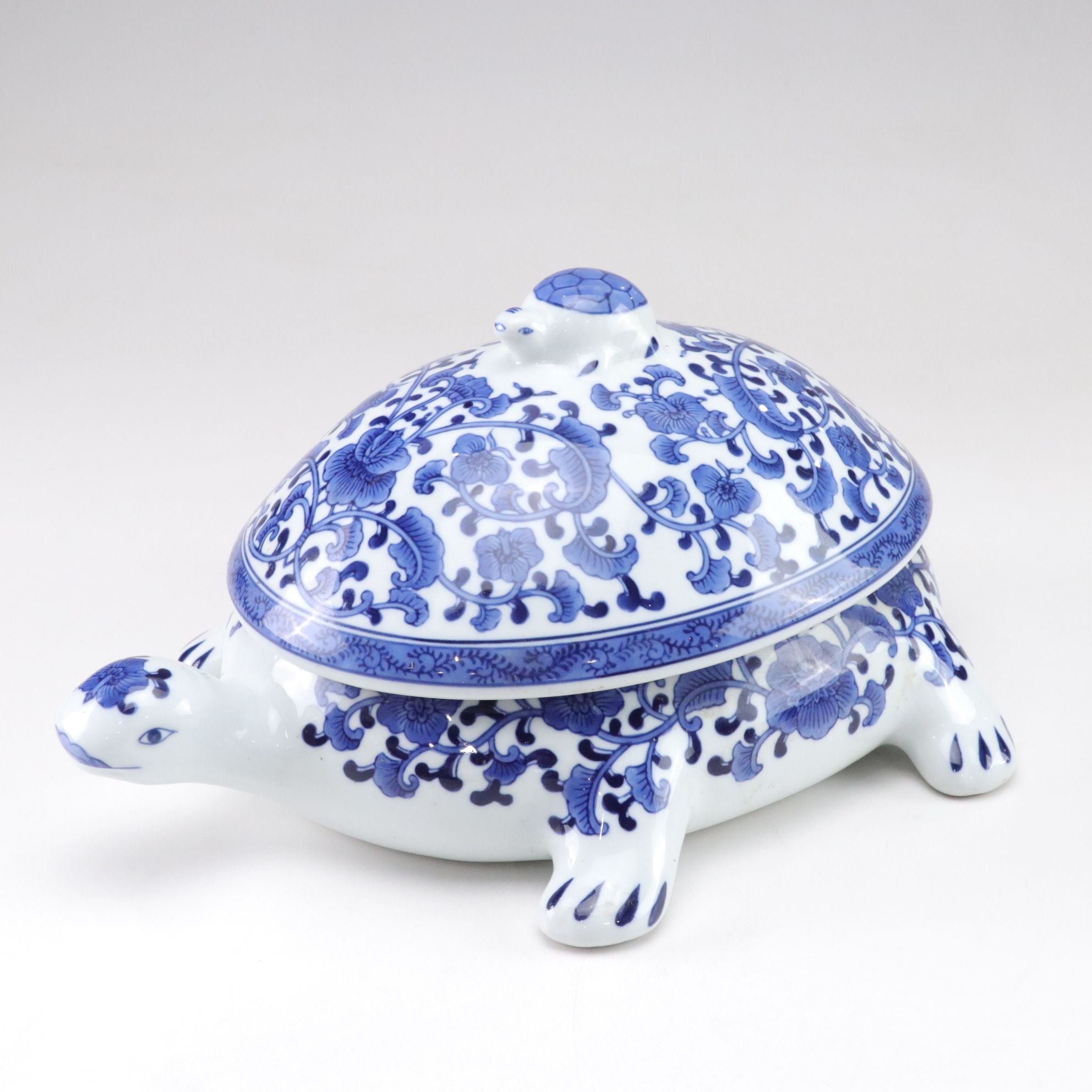 Bombay Chinese Blue & White Turtle Soup Tureen with Cachepot