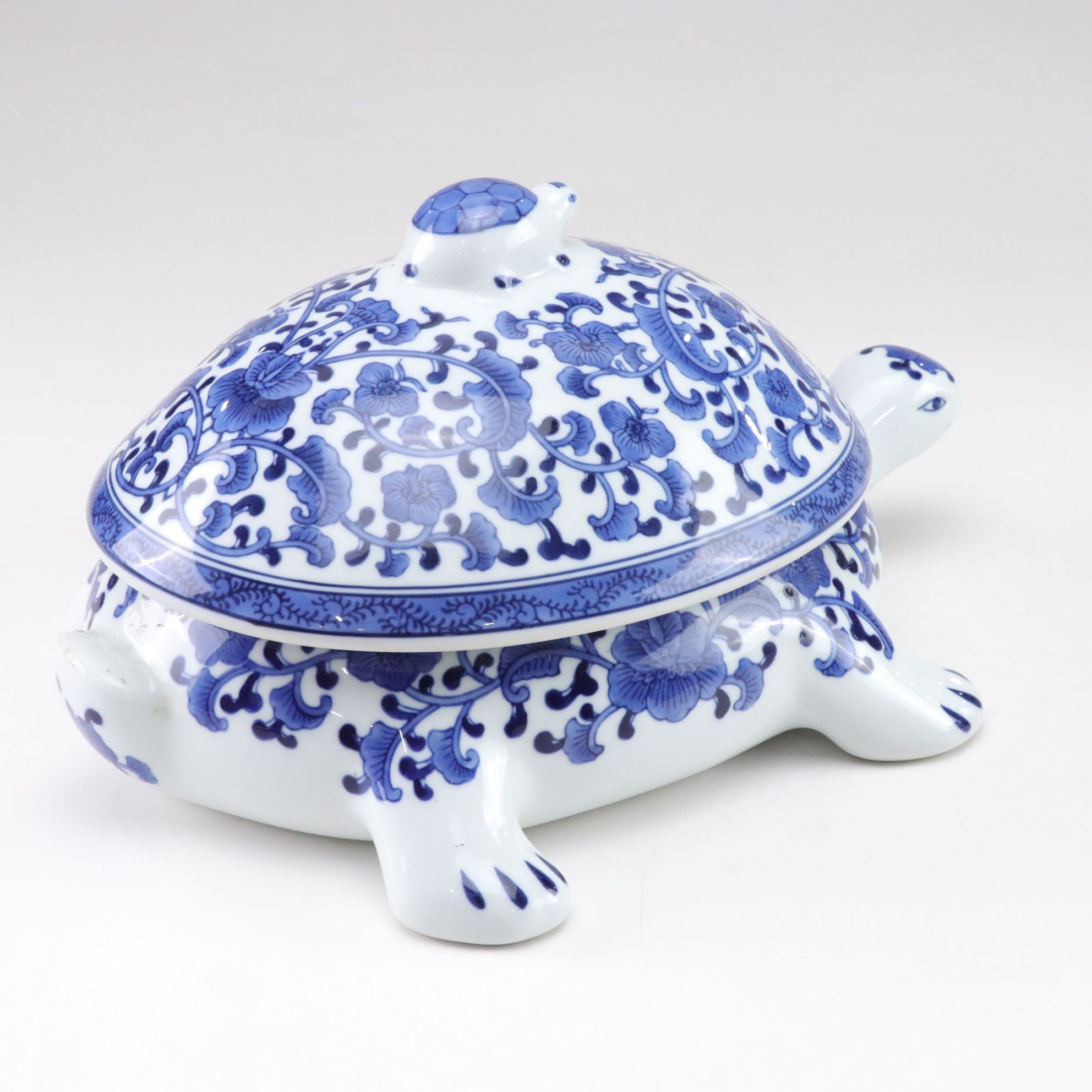 Bombay Chinese Blue & White Turtle Soup Tureen with Cachepot