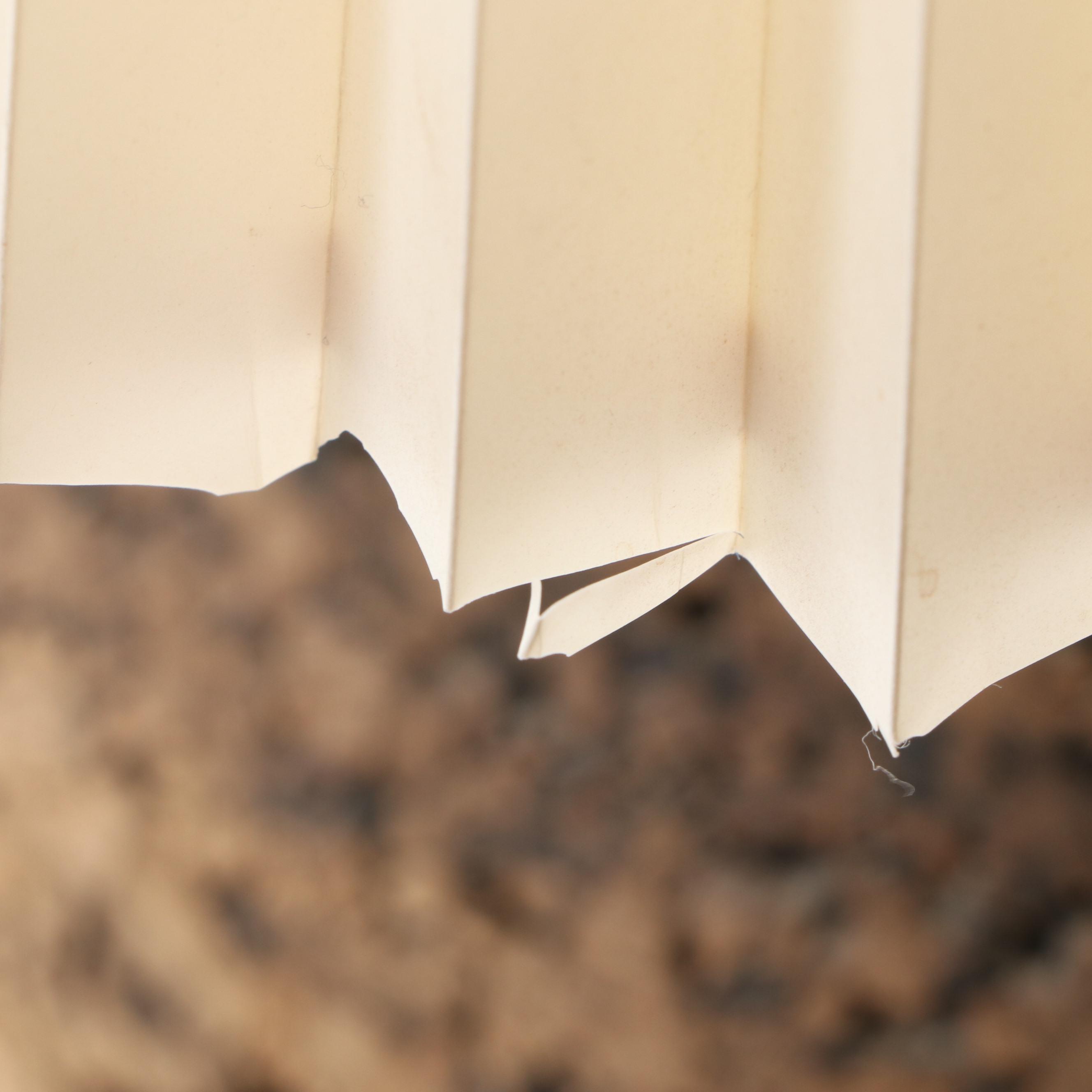 MCM Style Carved Cork and Chrome Table Lamp with Concertina Pleat Shade