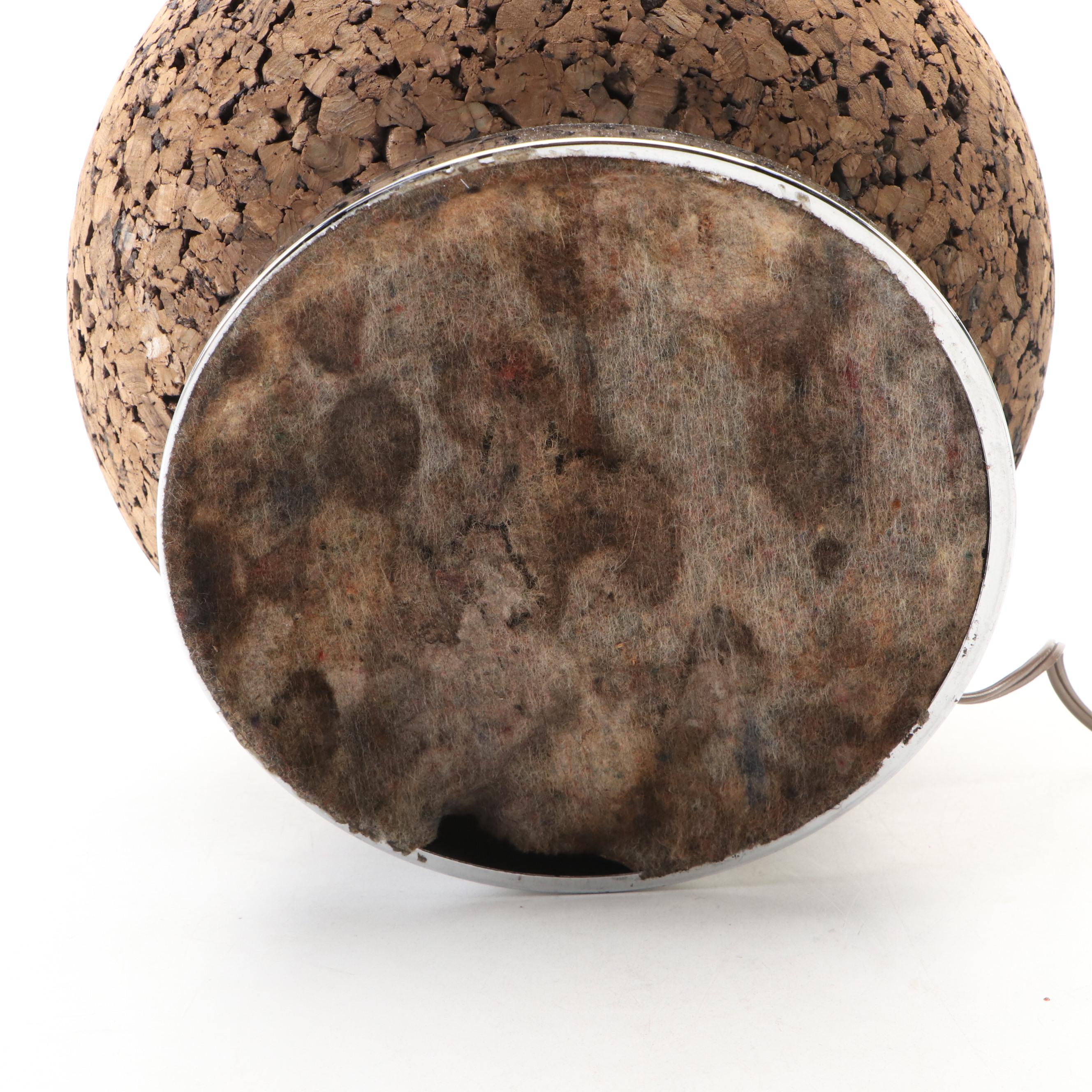 MCM Style Carved Cork and Chrome Table Lamp with Concertina Pleat Shade