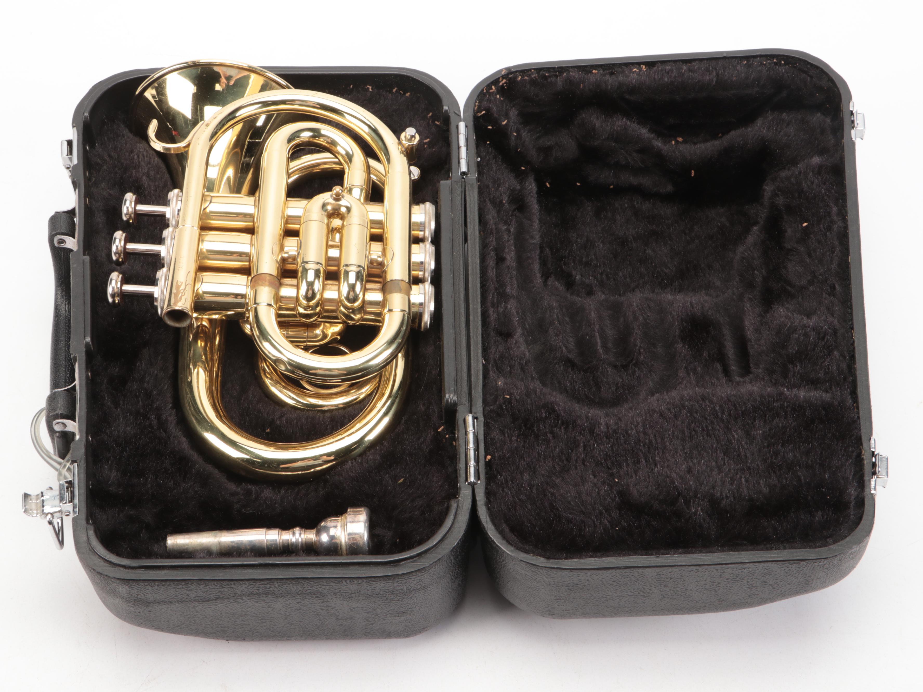 Mirage Brass Pocket Trumpet with Hardside Plastic Travel Case