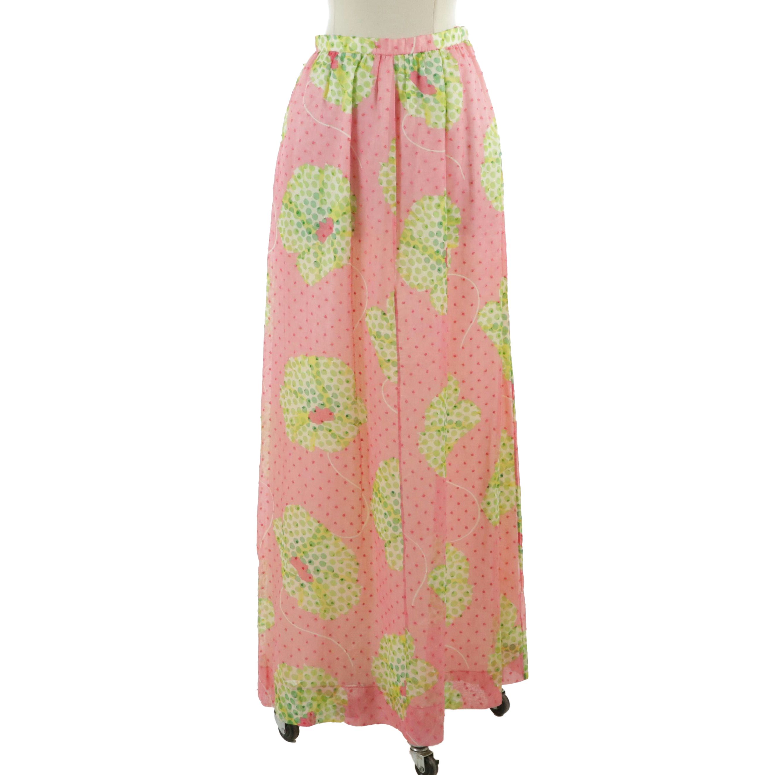 Miss Dior for Holt Renfrew Maxi Skirt in Dotted Cotton Organdie, Early 1970s